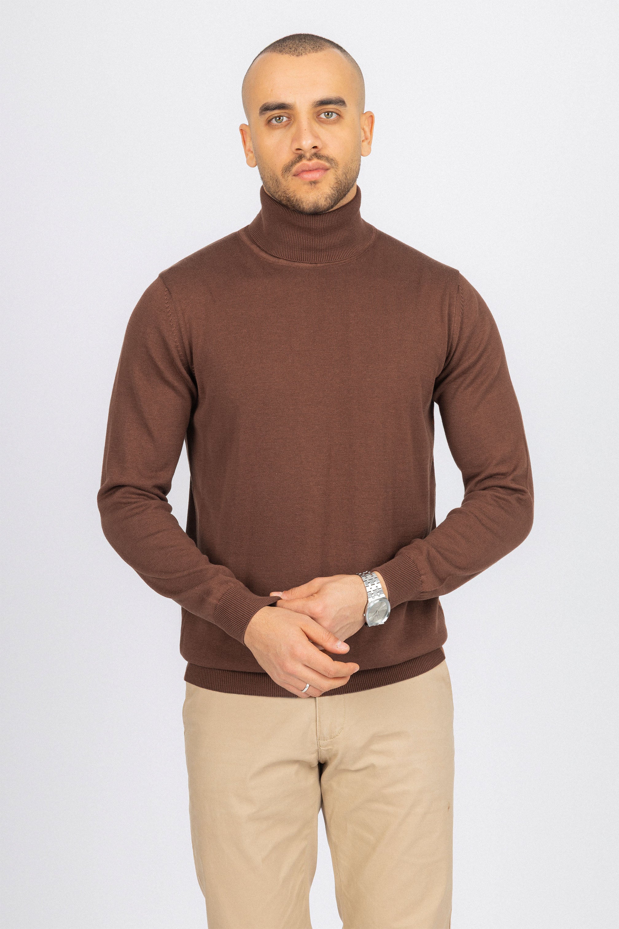 Brown High-Neck Pullover