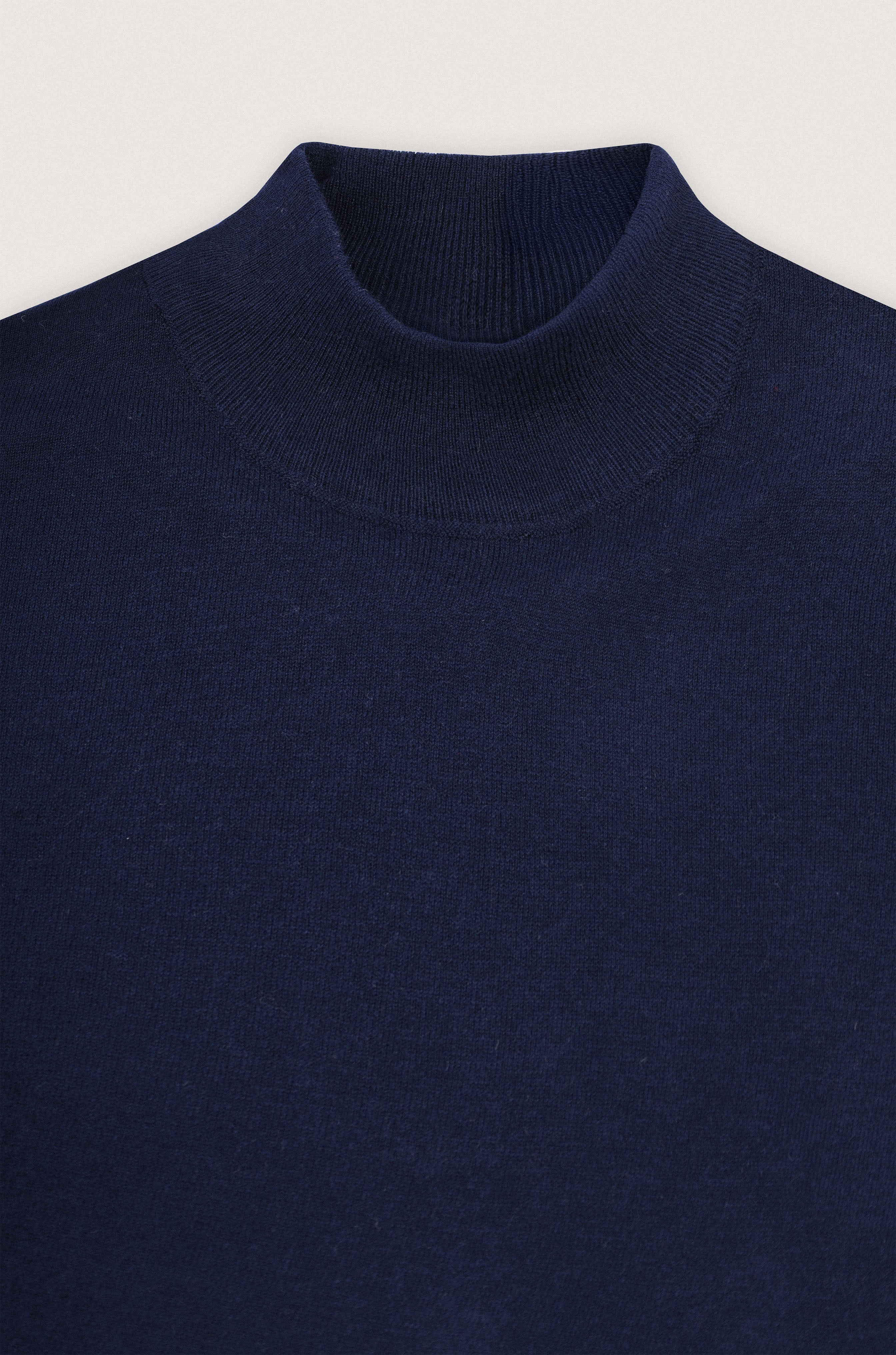 Navy Moc-Neck Pullover