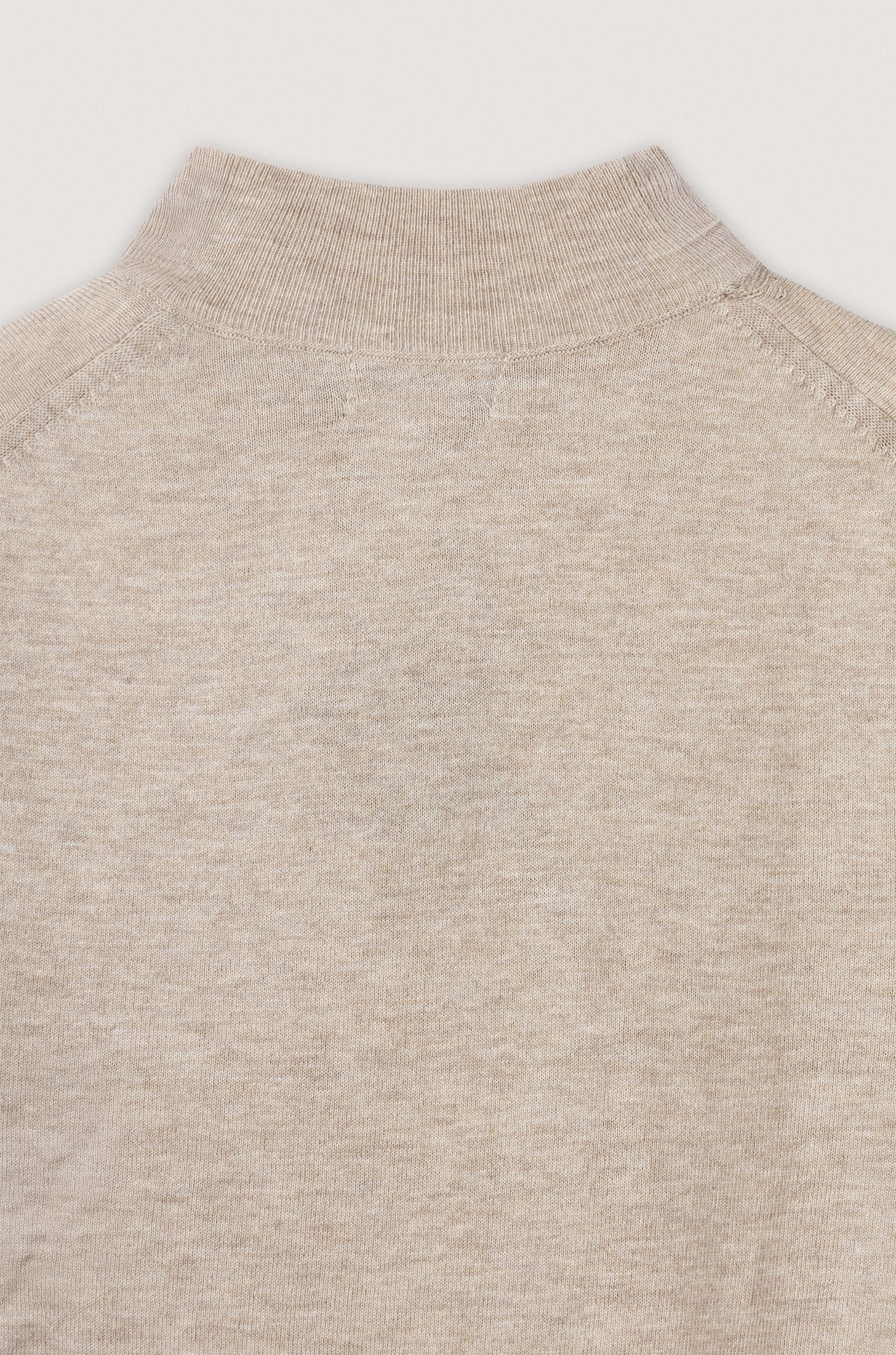 Beige Moc-Neck Pullover