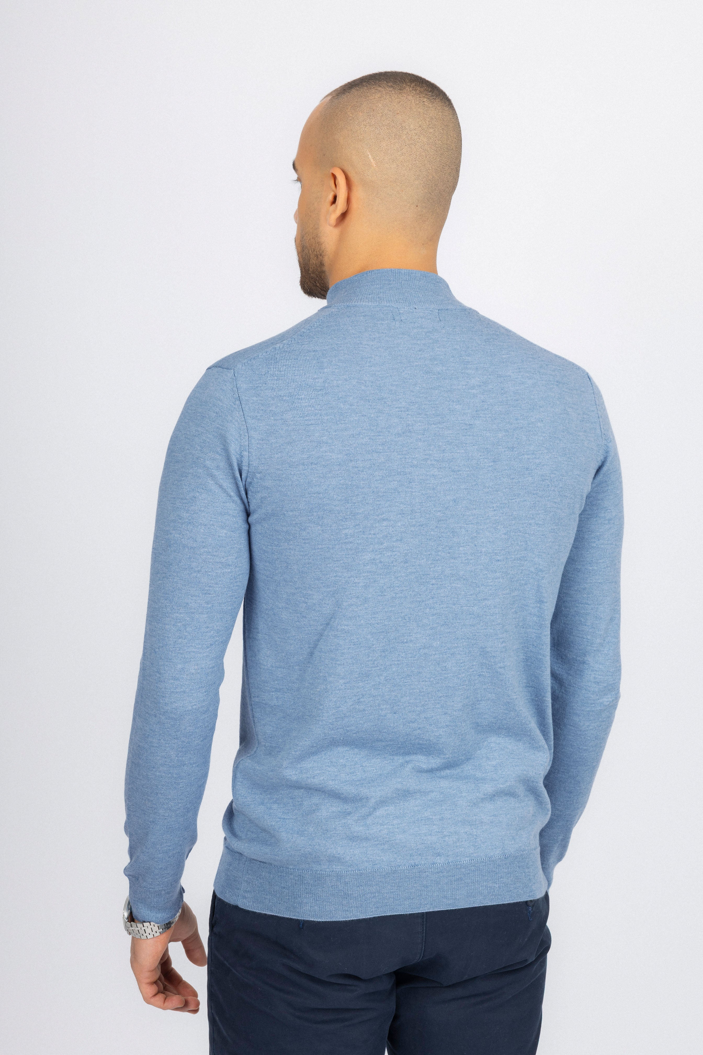 Light Blue Moc-Neck Pullover