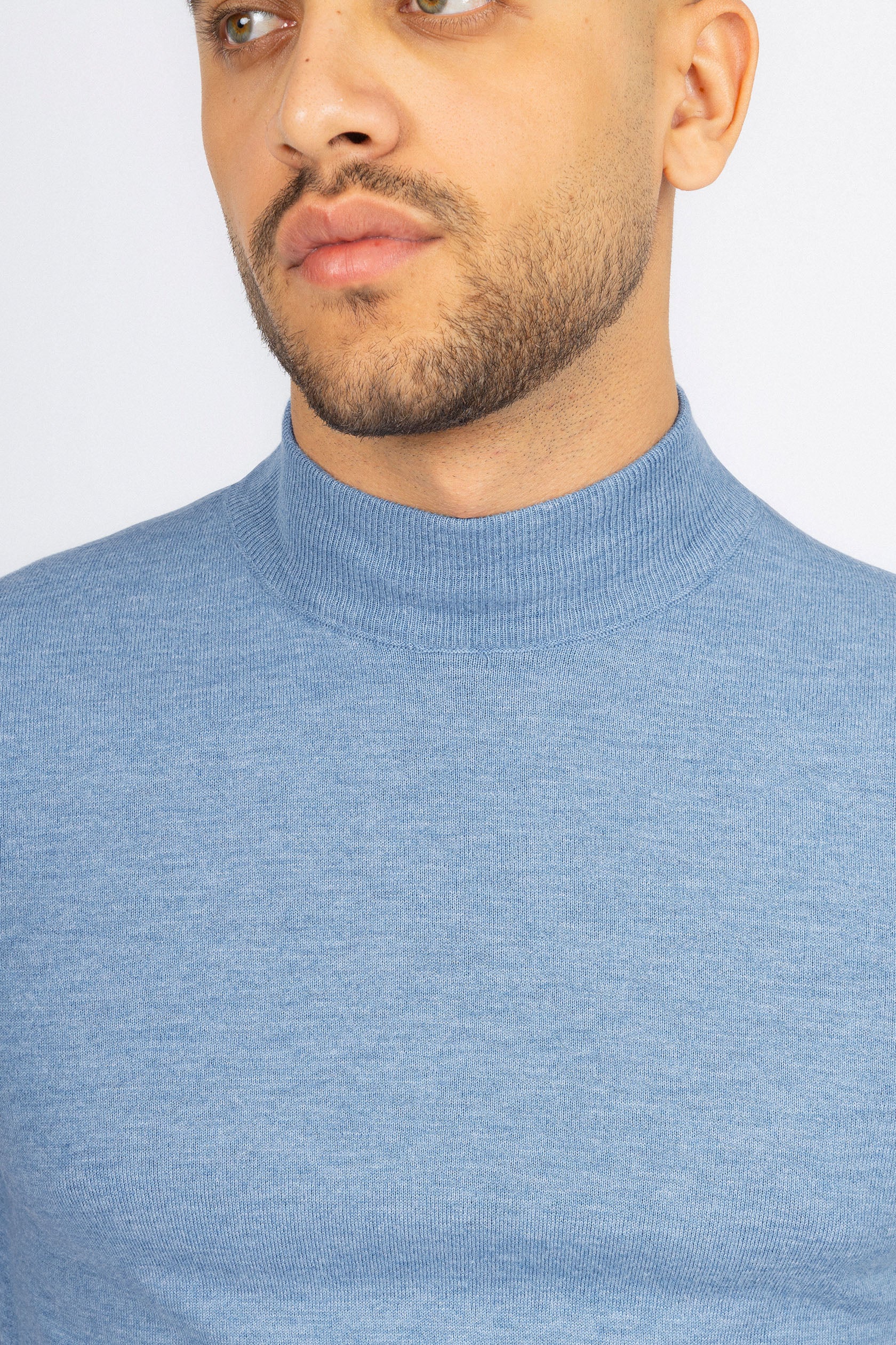 Light Blue Moc-Neck Pullover