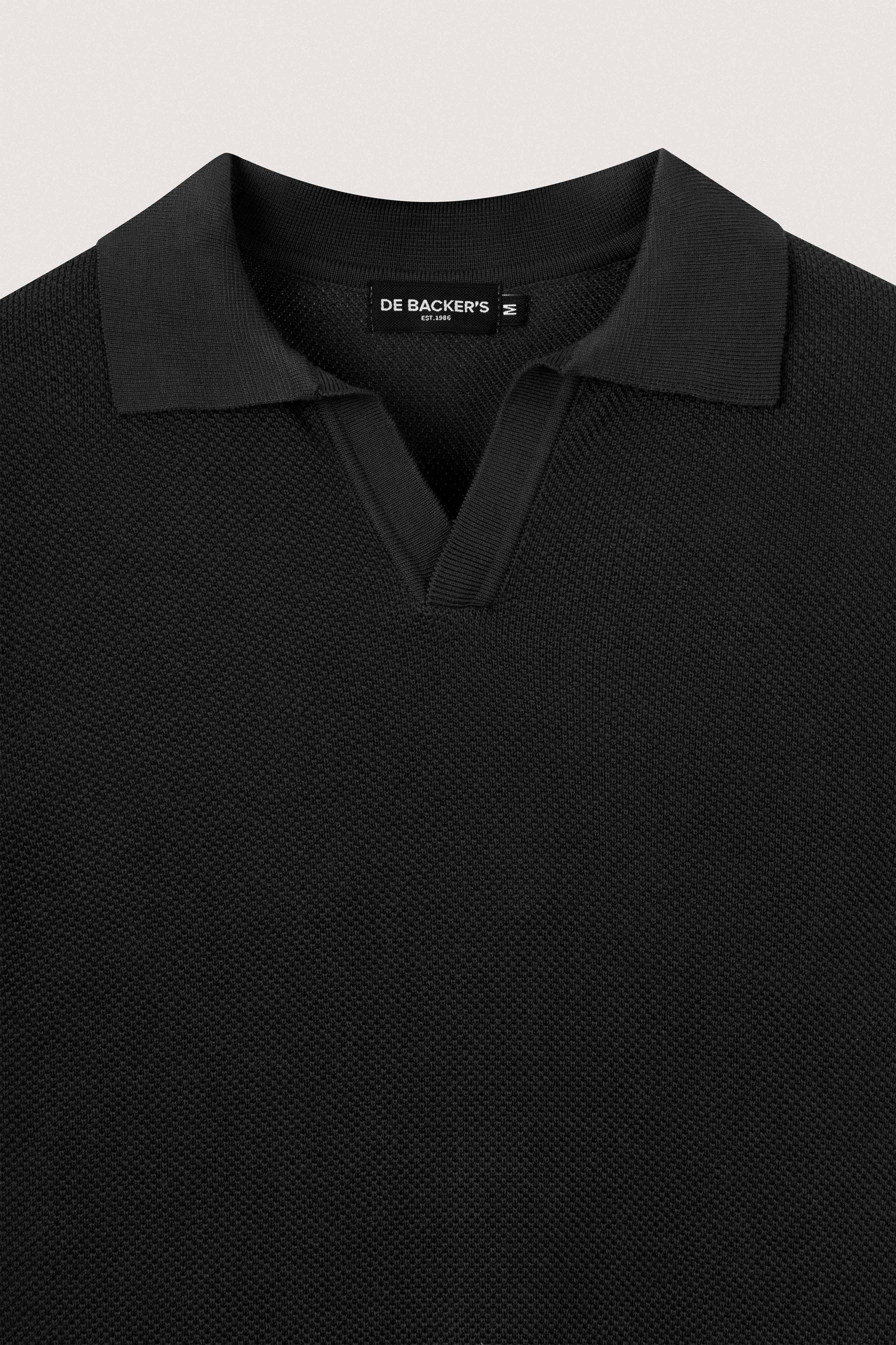 Black Knitted Polo Pullover
