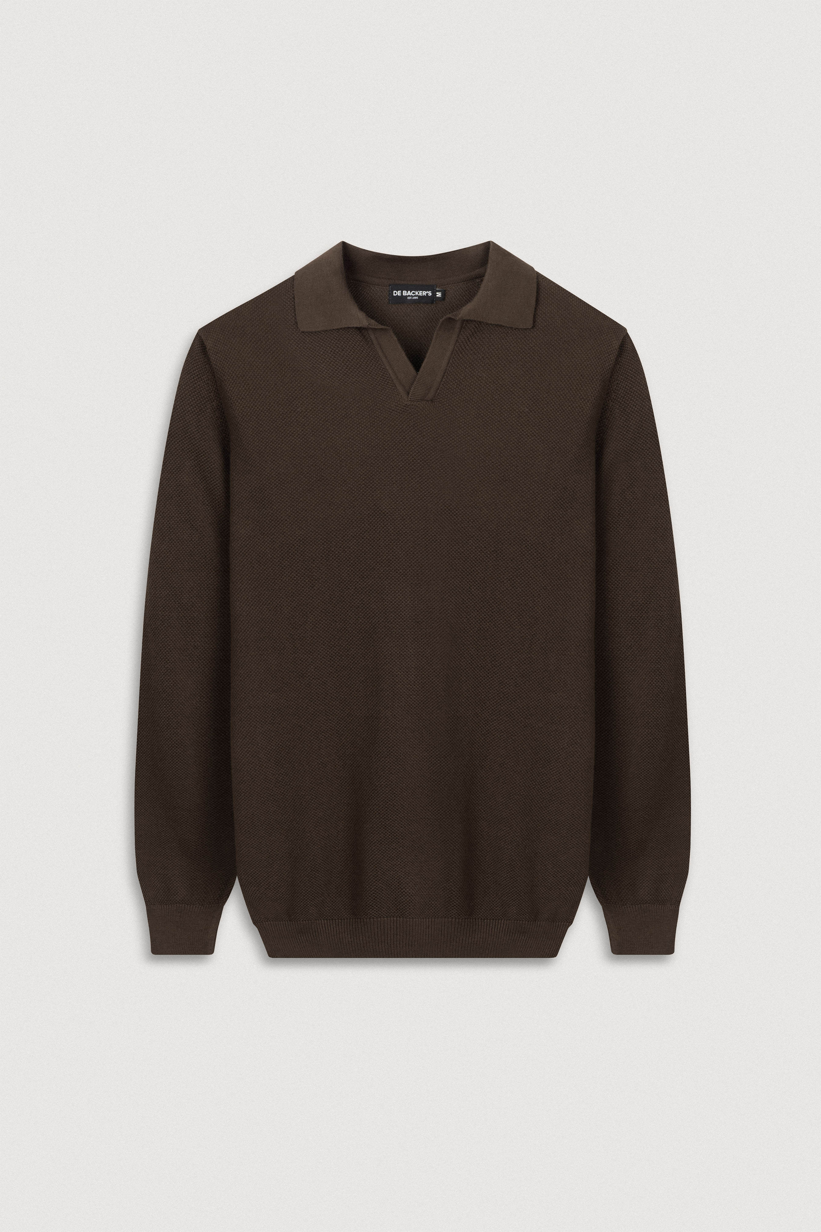 Burnt Brown Knitted Polo Pullover