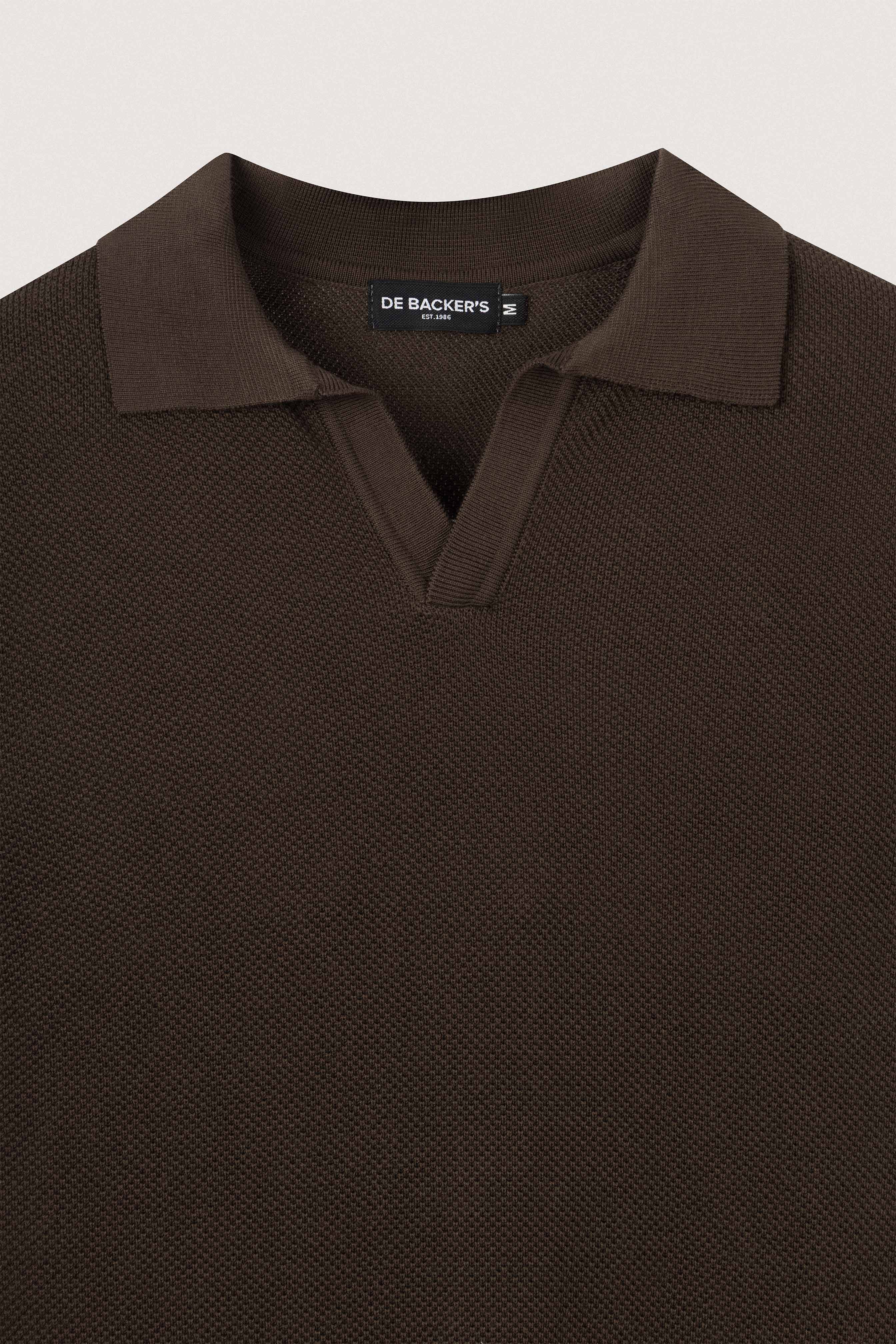 Burnt Brown Knitted Polo Pullover
