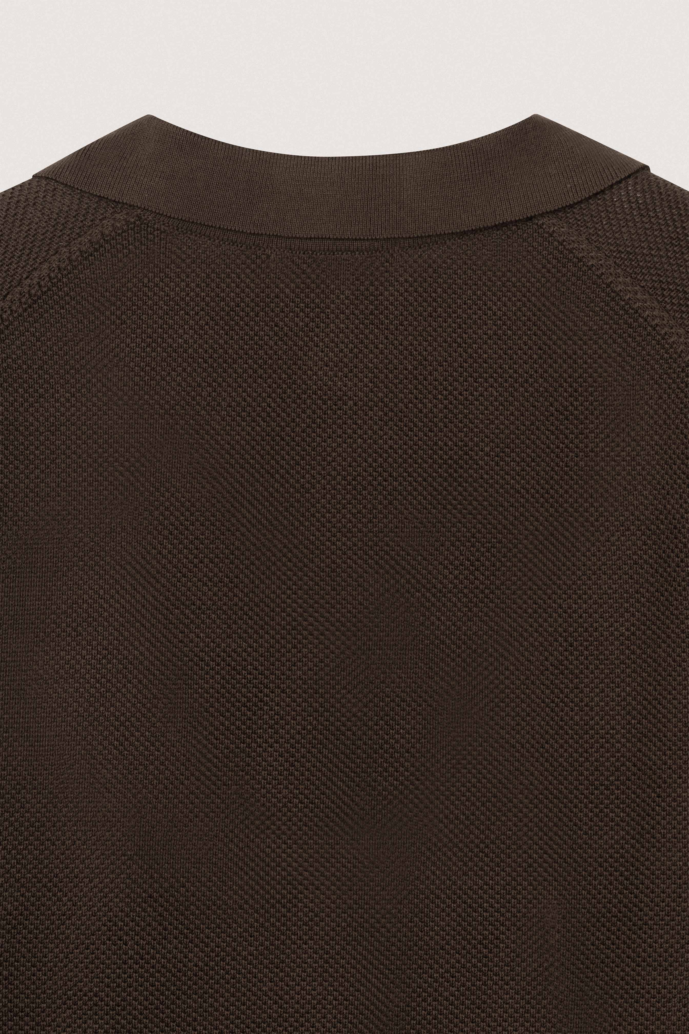 Burnt Brown Knitted Polo Pullover