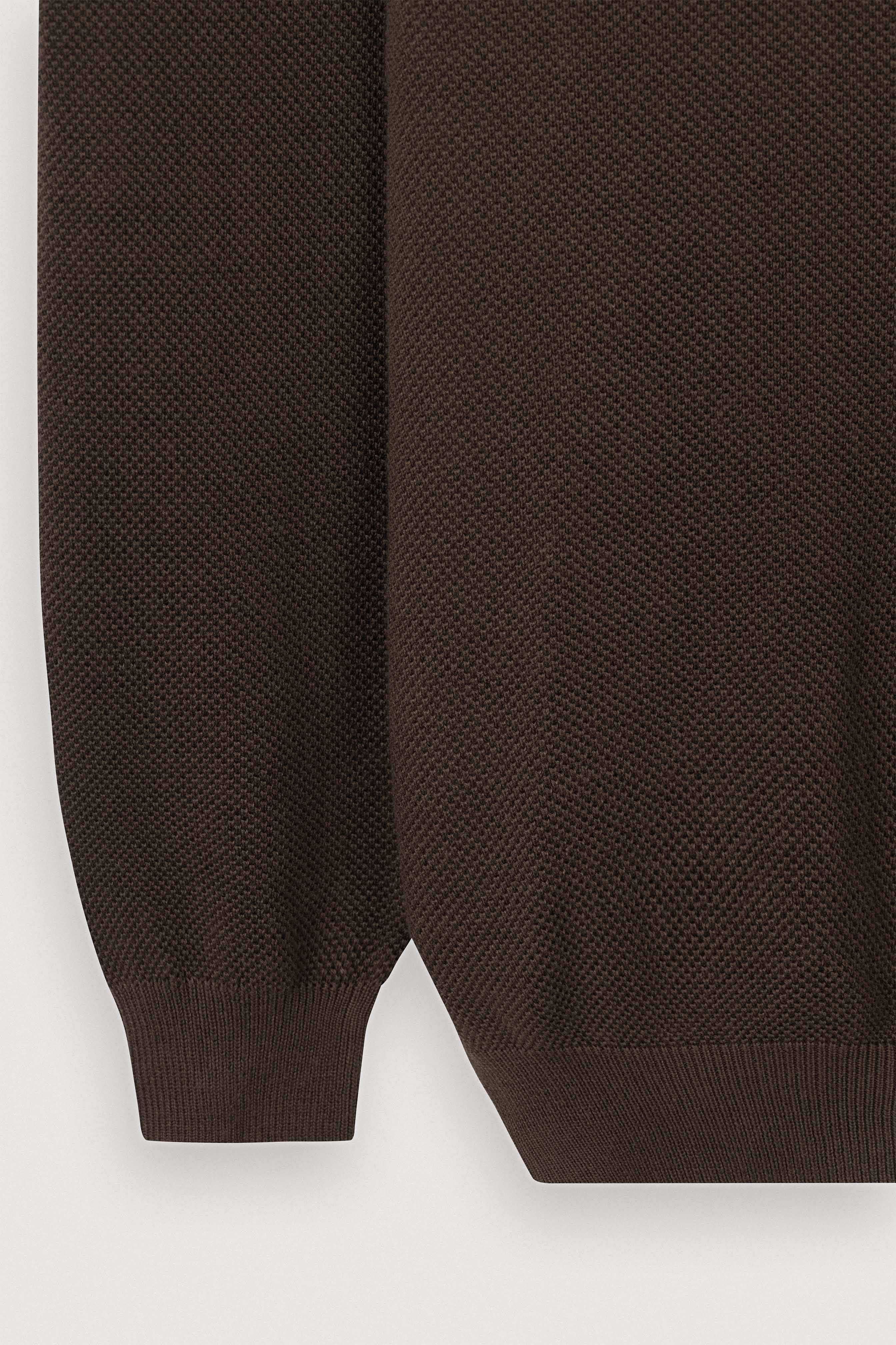 Burnt Brown Knitted Polo Pullover