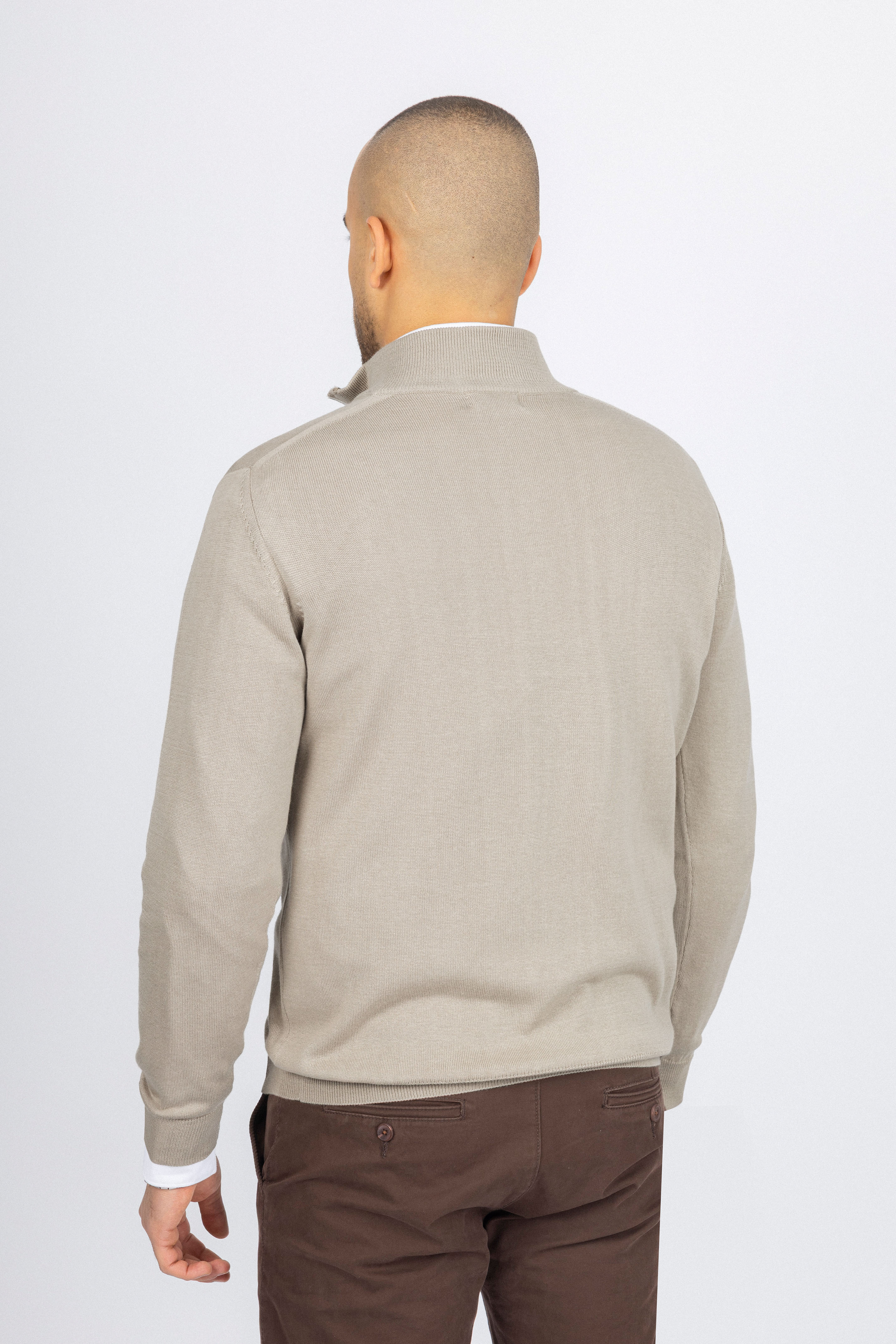 Light Beige Half-Zipper Pullover