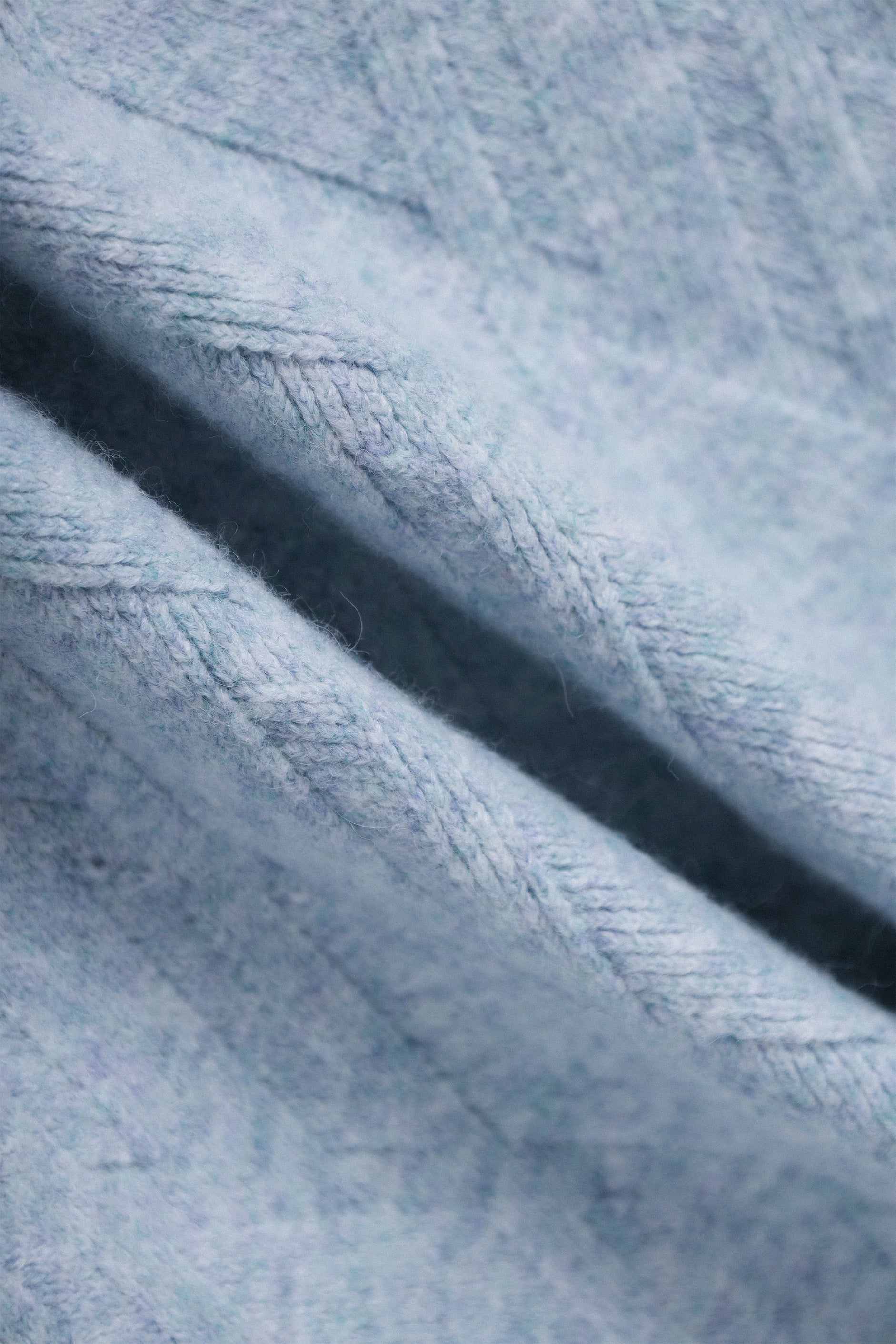 Light Blue Knitted Quarter-Zipper Pullover