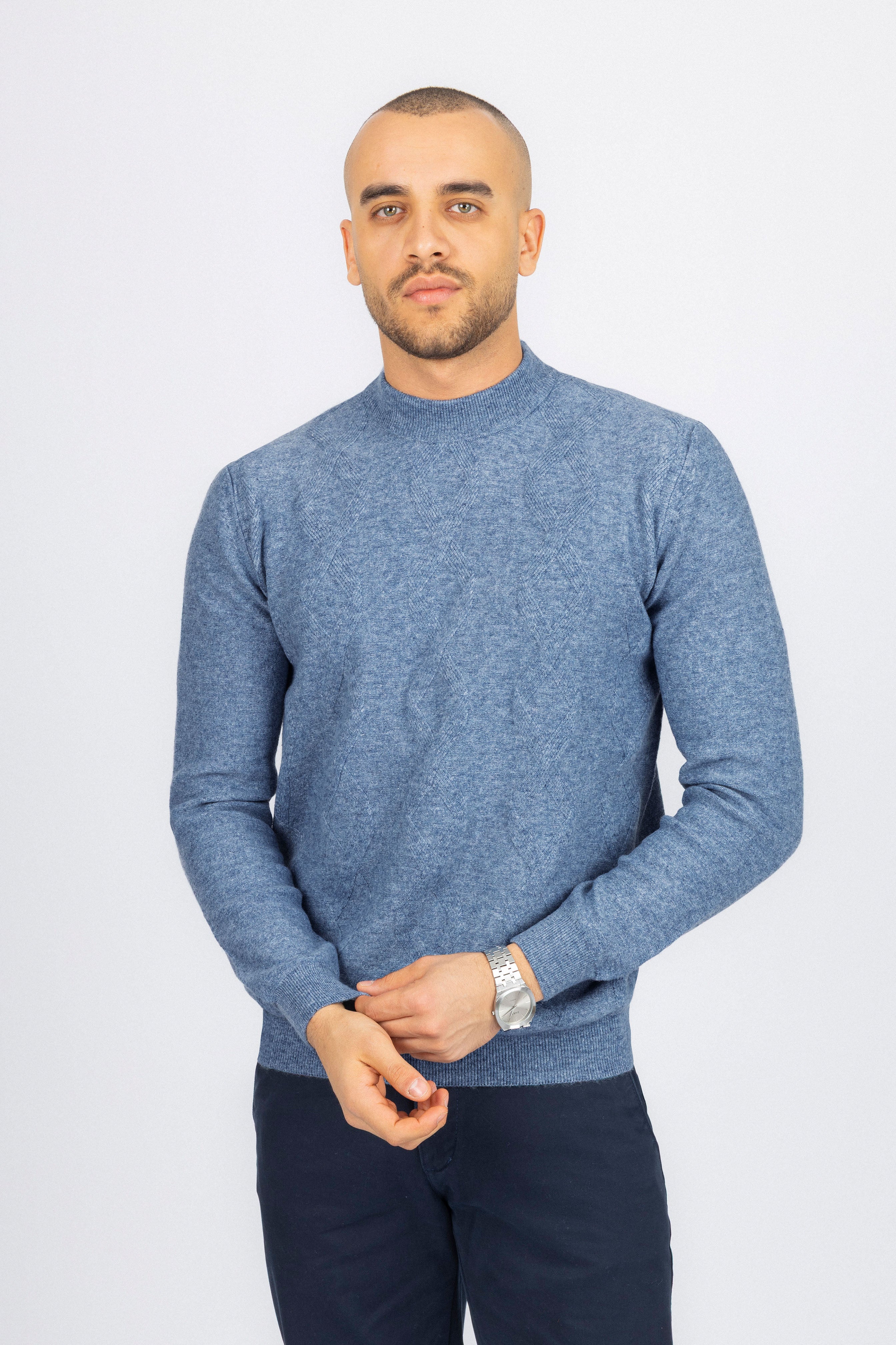 Jacquard Petroleum Crew Neck Pullover