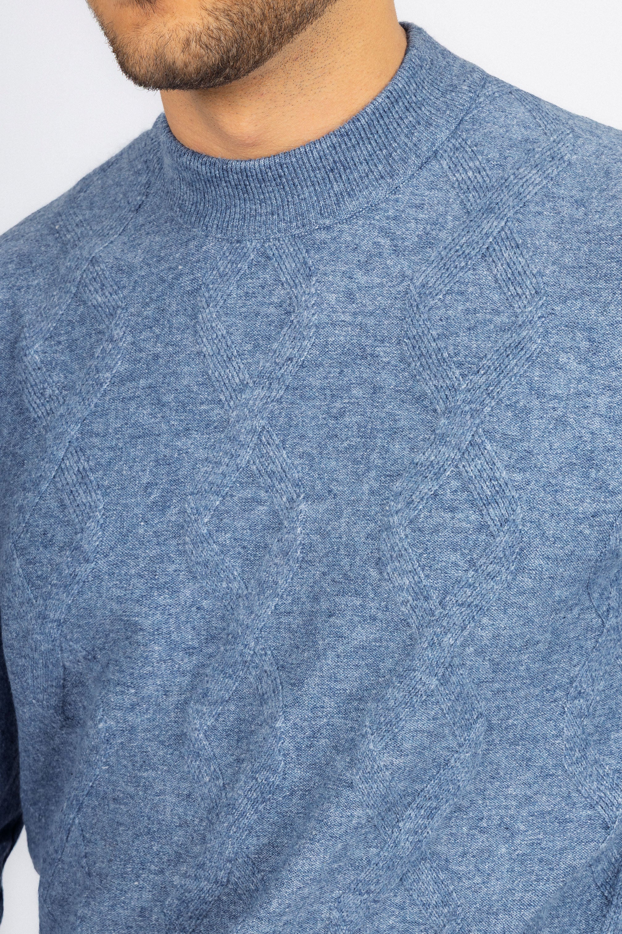 Jacquard Petroleum Crew Neck Pullover