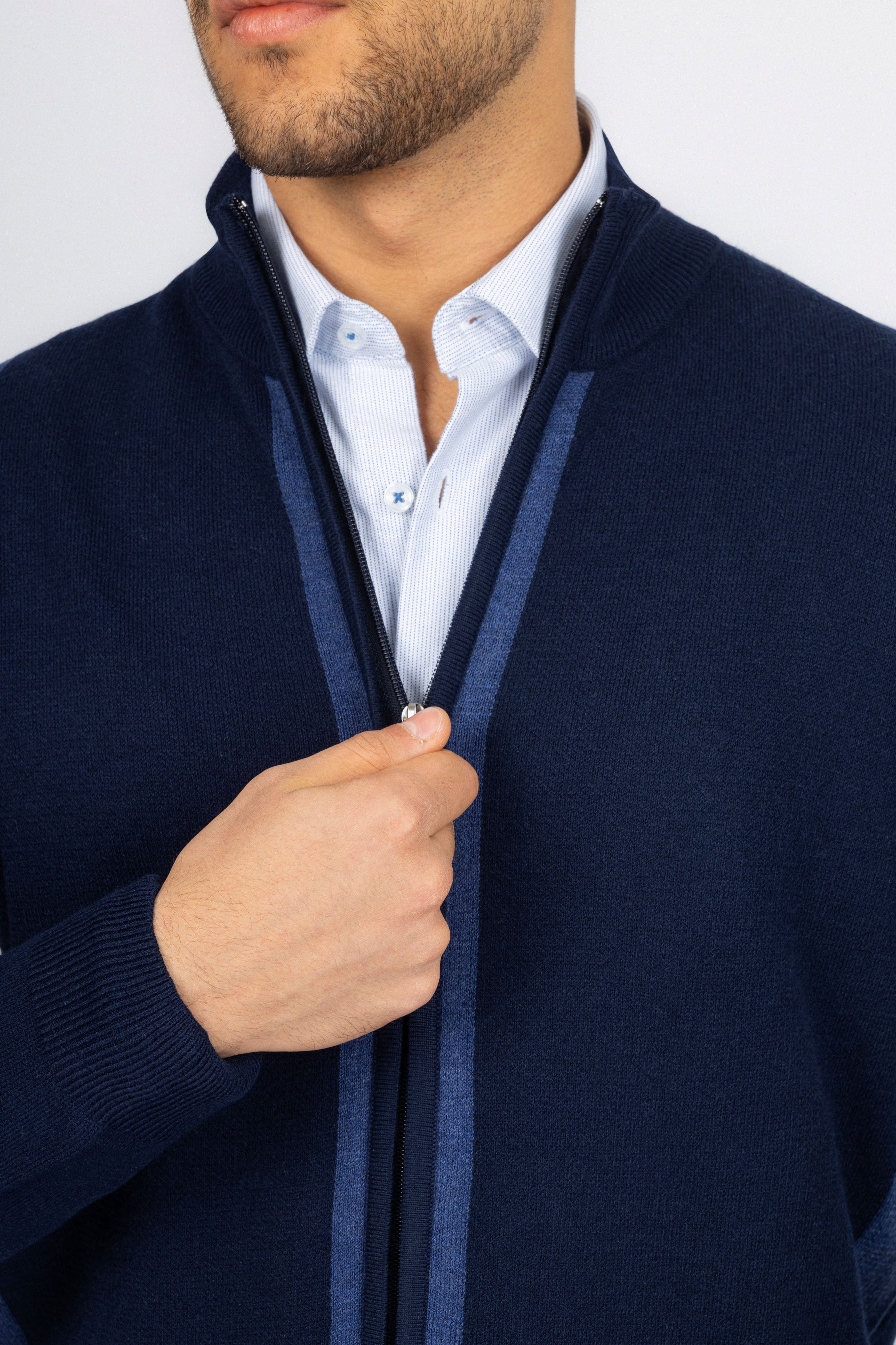 Navy Jacquard Knitted Jacket