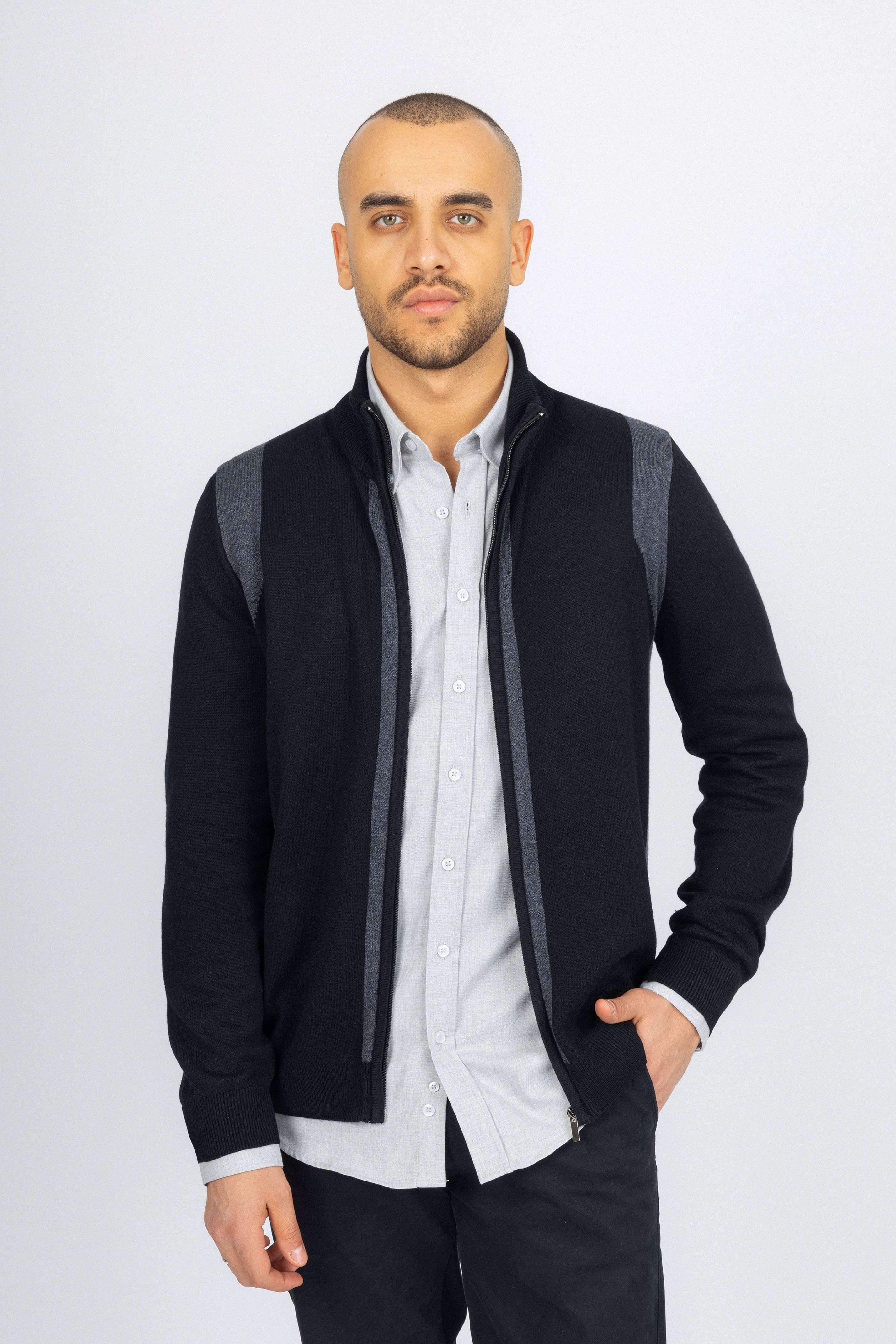 Black Jacquard Knitted Jacket