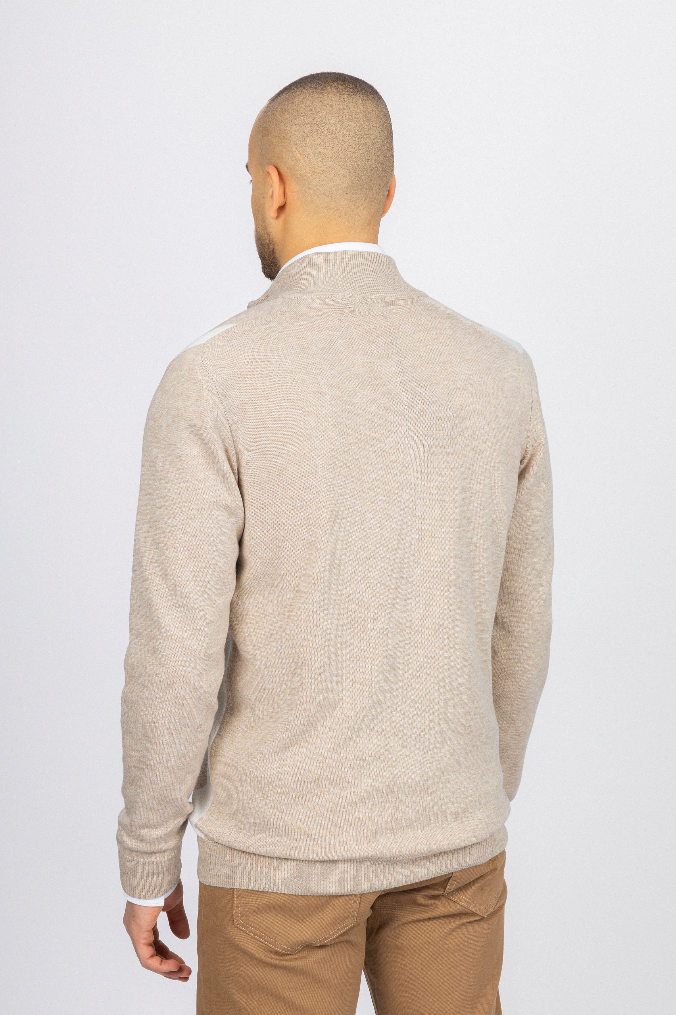 Beige Jacquard Knitted Jacket