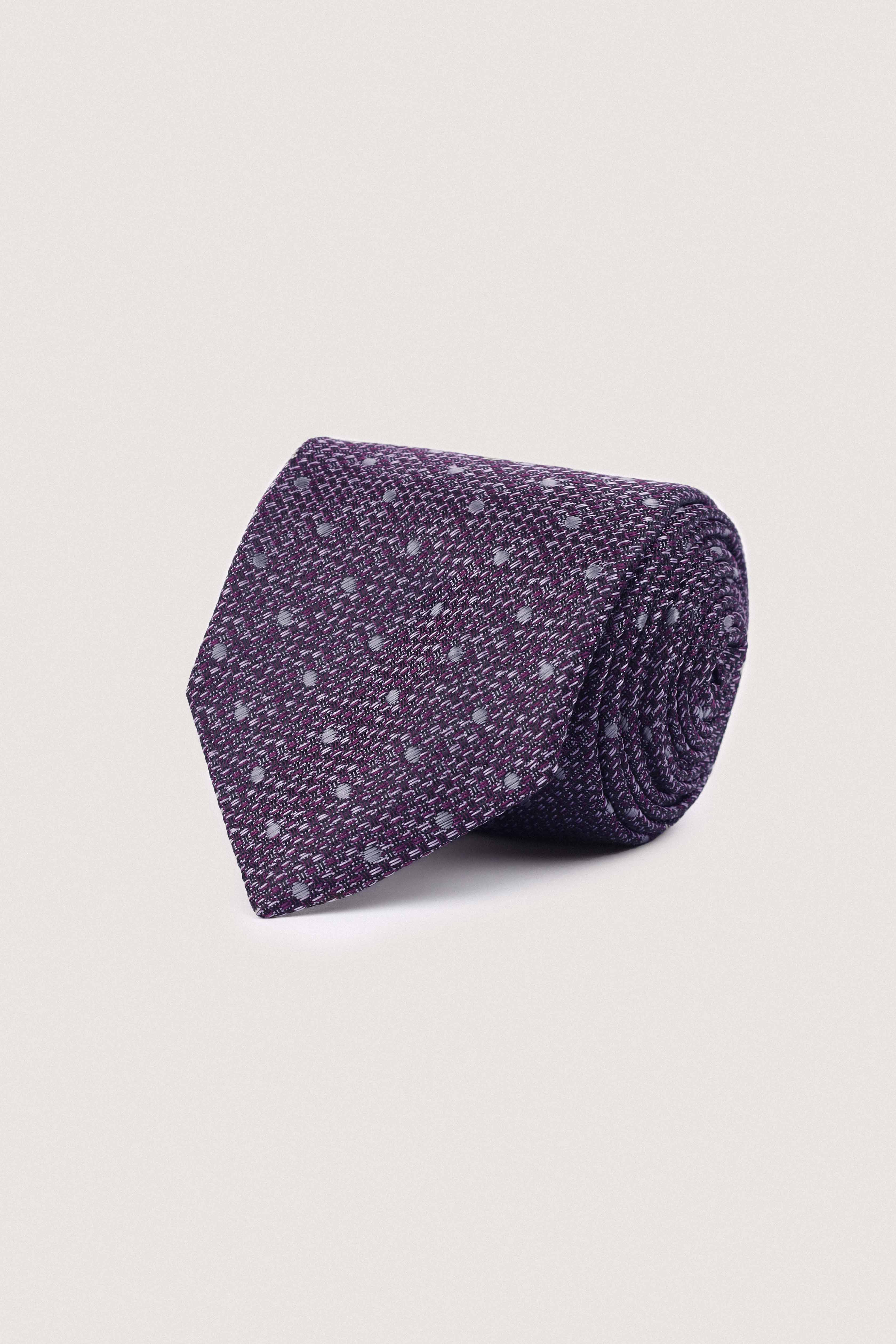 Mauve Jacquard Necktie with Handkerchief