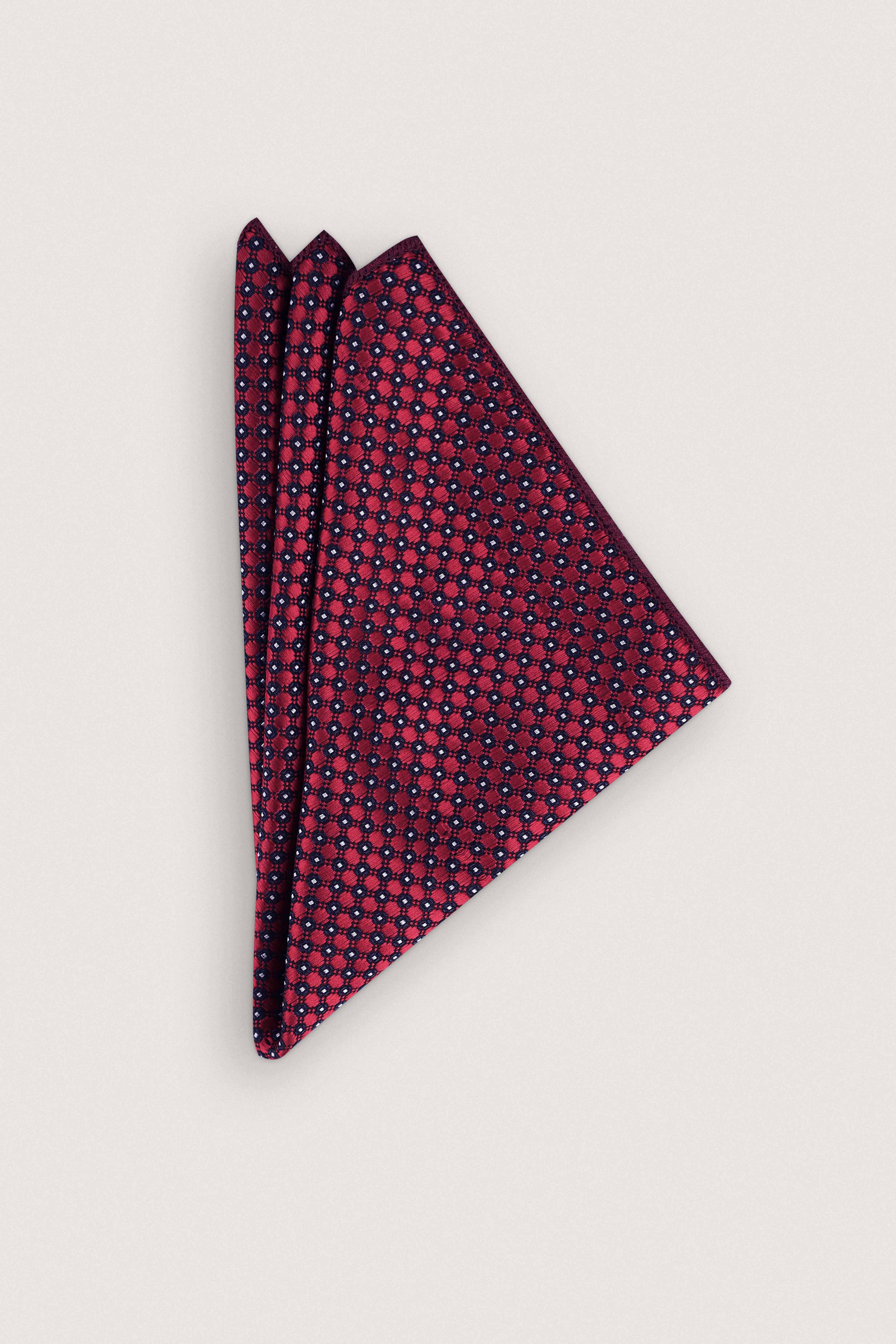 Autumn Red Jacquard Necktie with Handkerchief