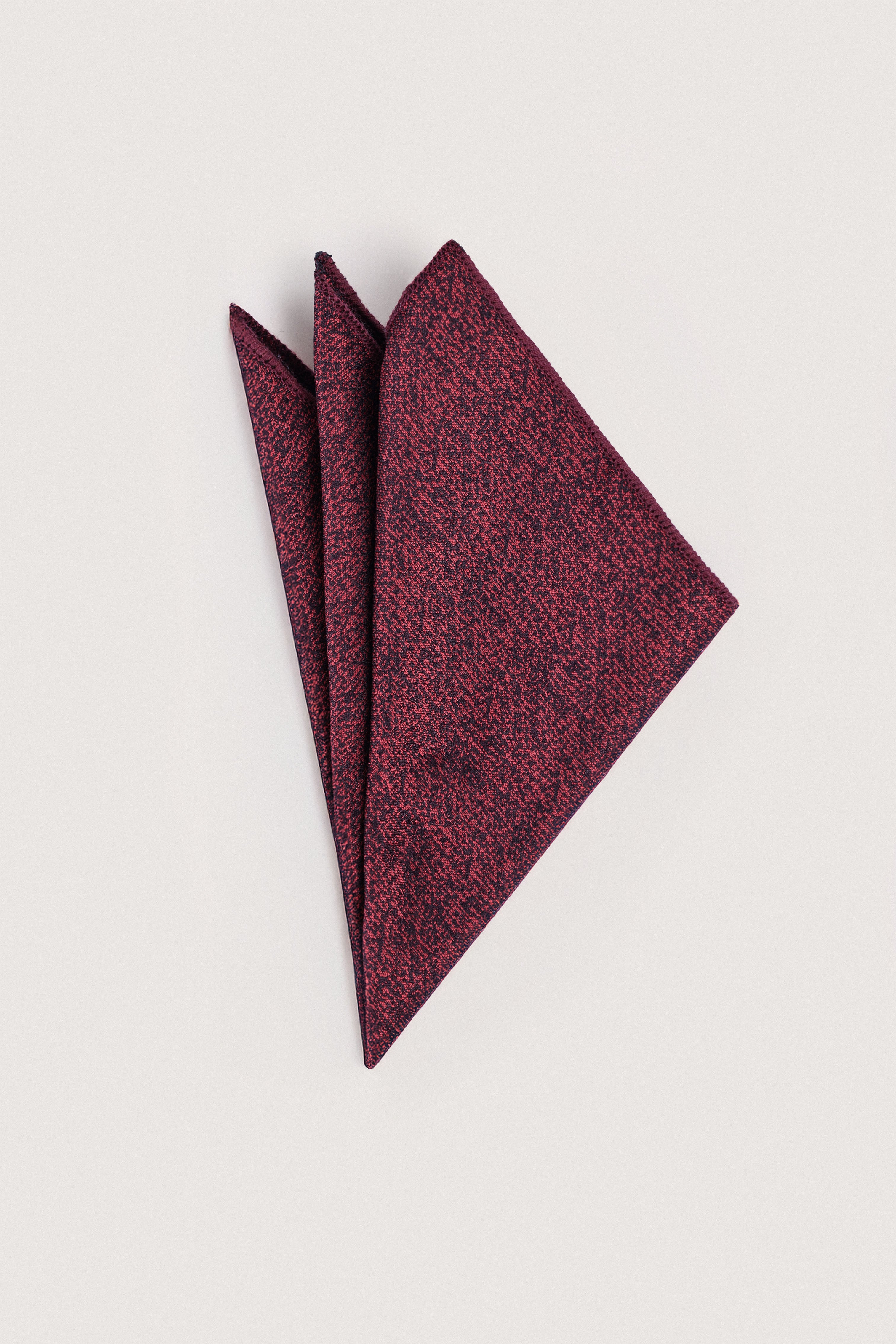 Dark Red Jacquard Necktie with Handkerchief