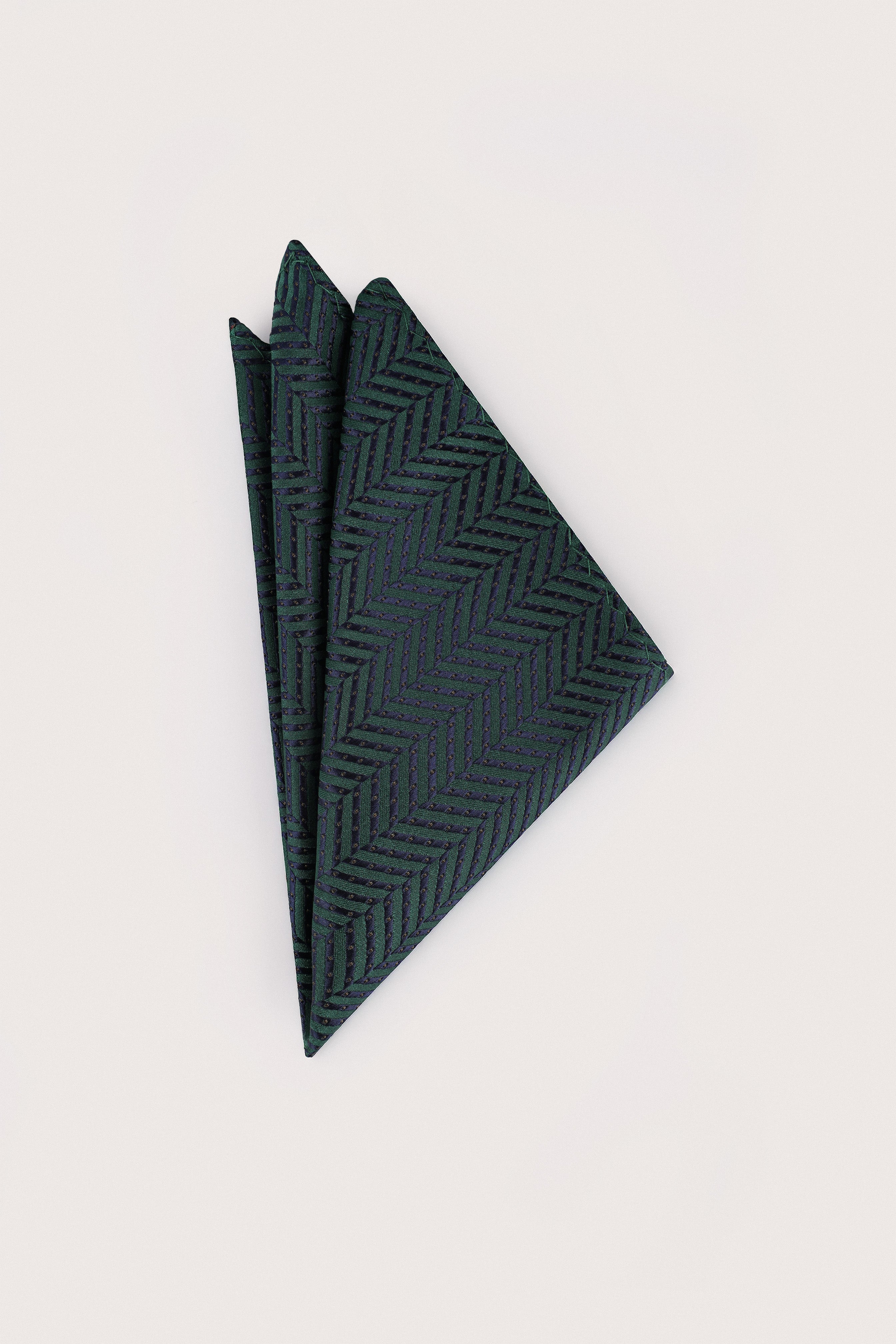 Dark Green Jacquard Necktie with Handkerchief - De Backers - 2