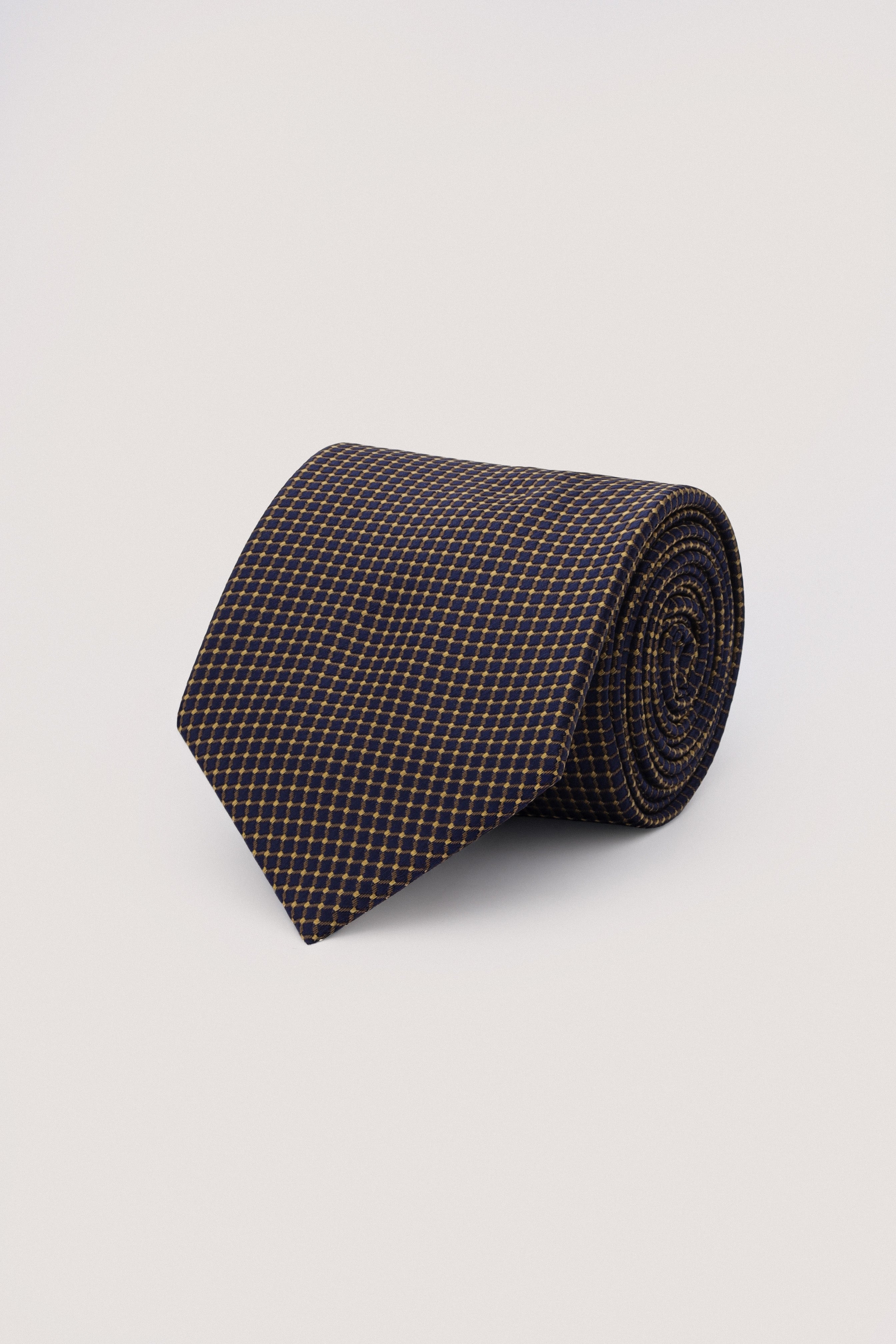 Navy Jacquard Necktie with Handkerchief