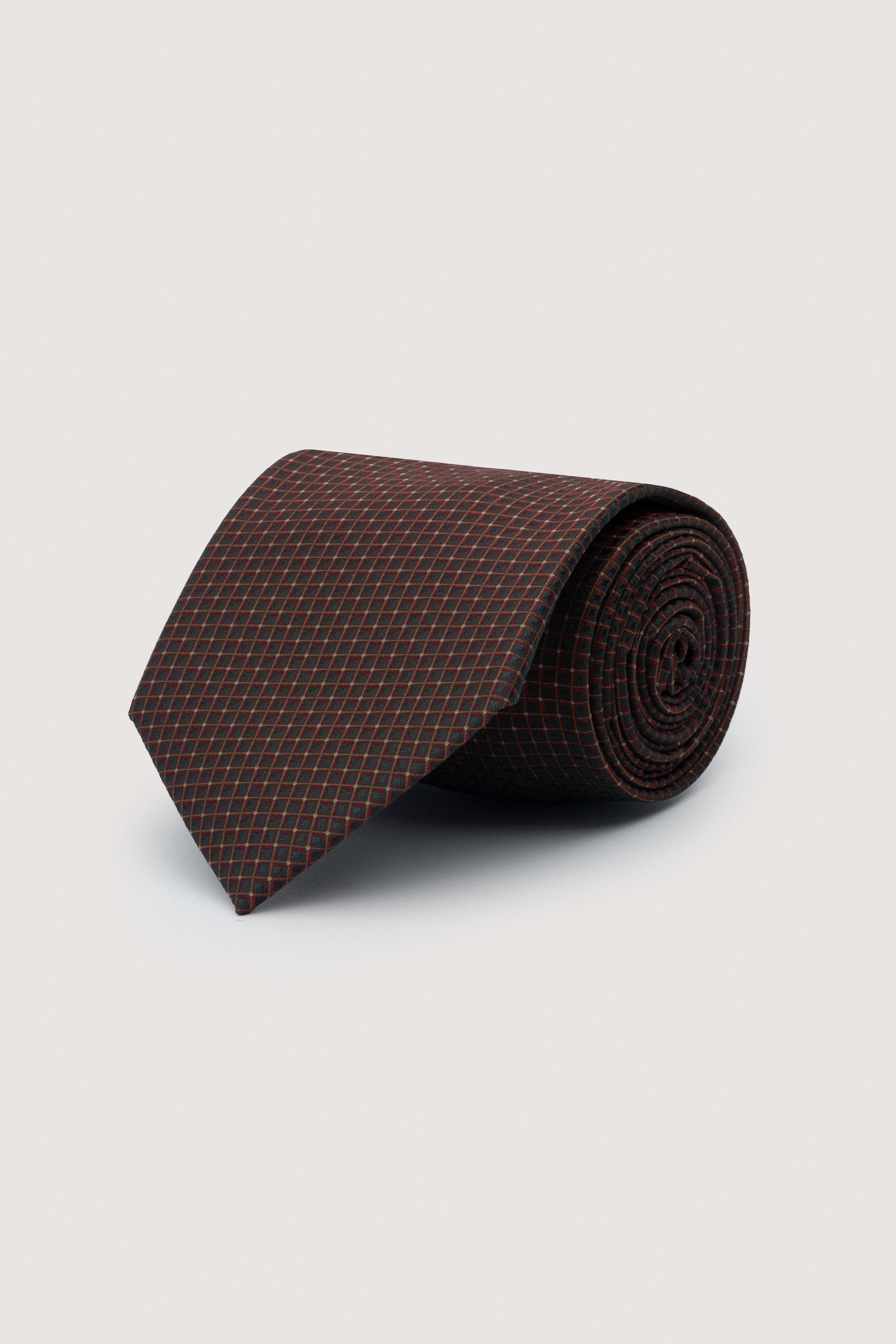 Dark Green Jacquard Necktie with Handkerchief
