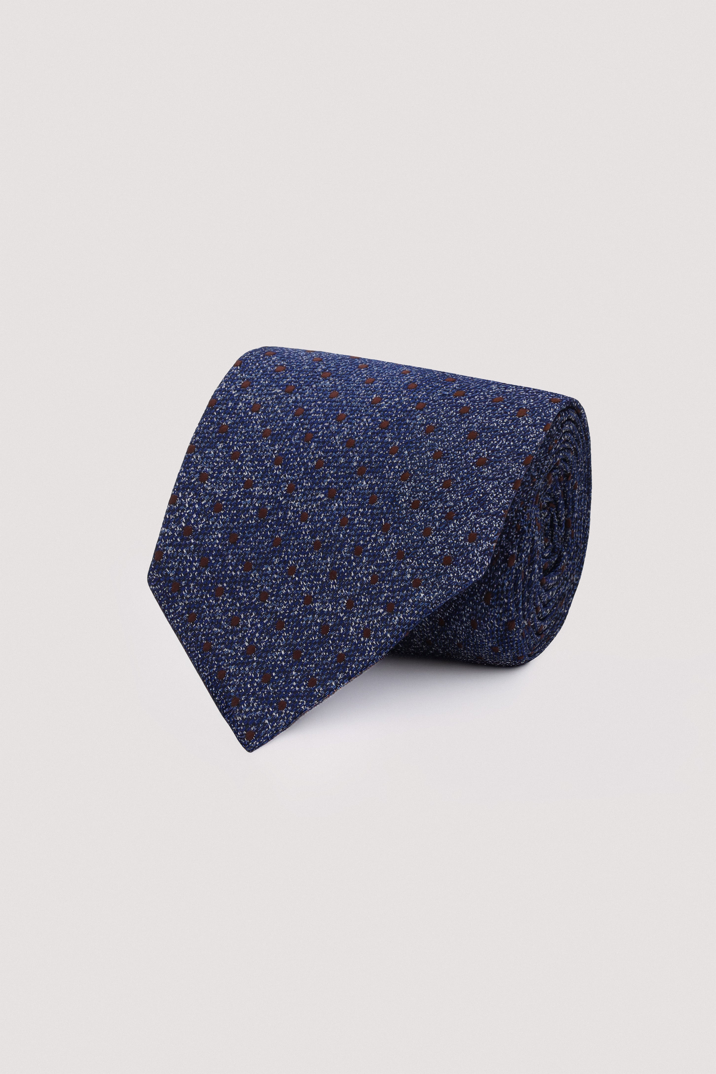 Navy Jacquard Necktie with Handkerchief - De Backers - 1