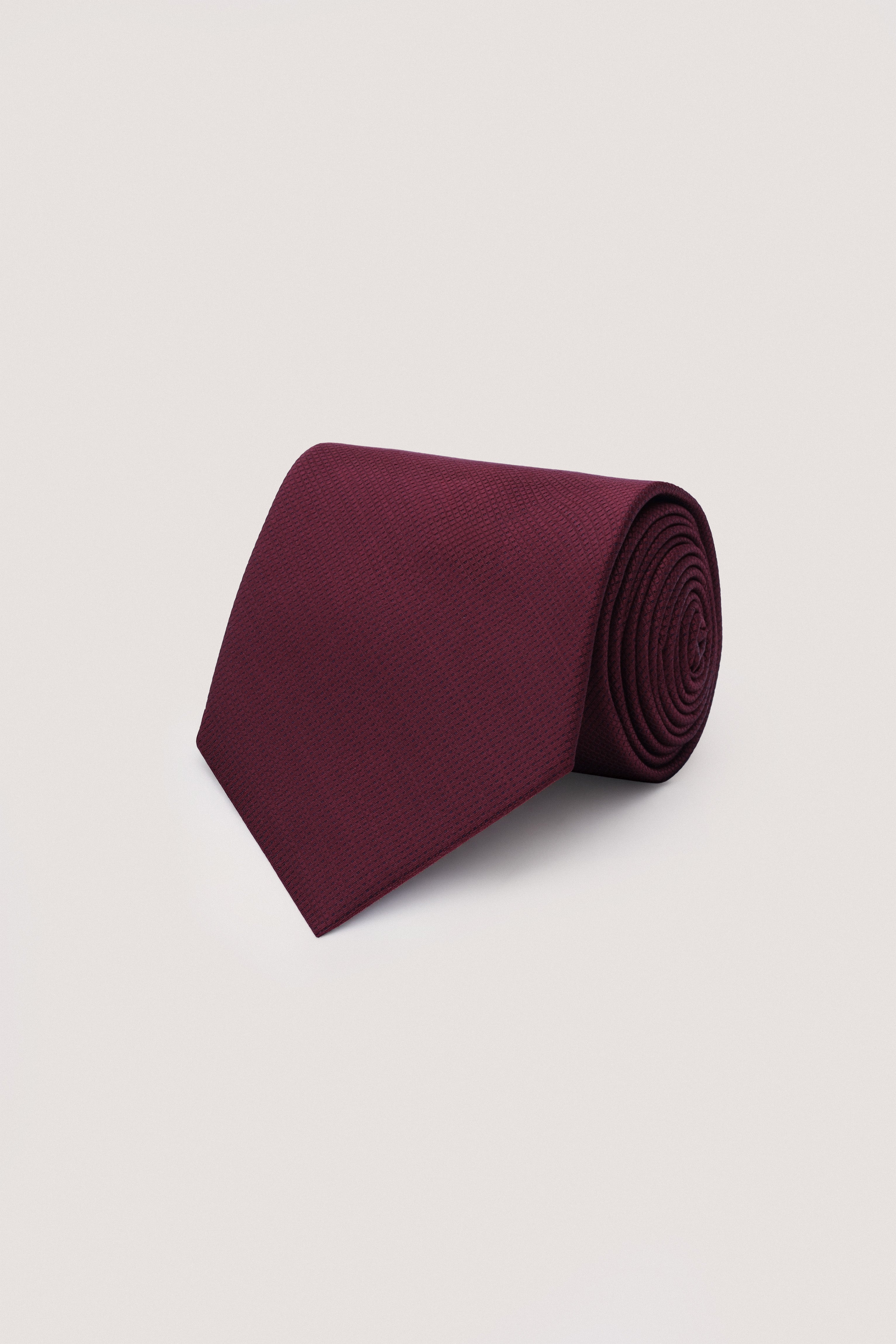 Dark Red Necktie with Handkerchief