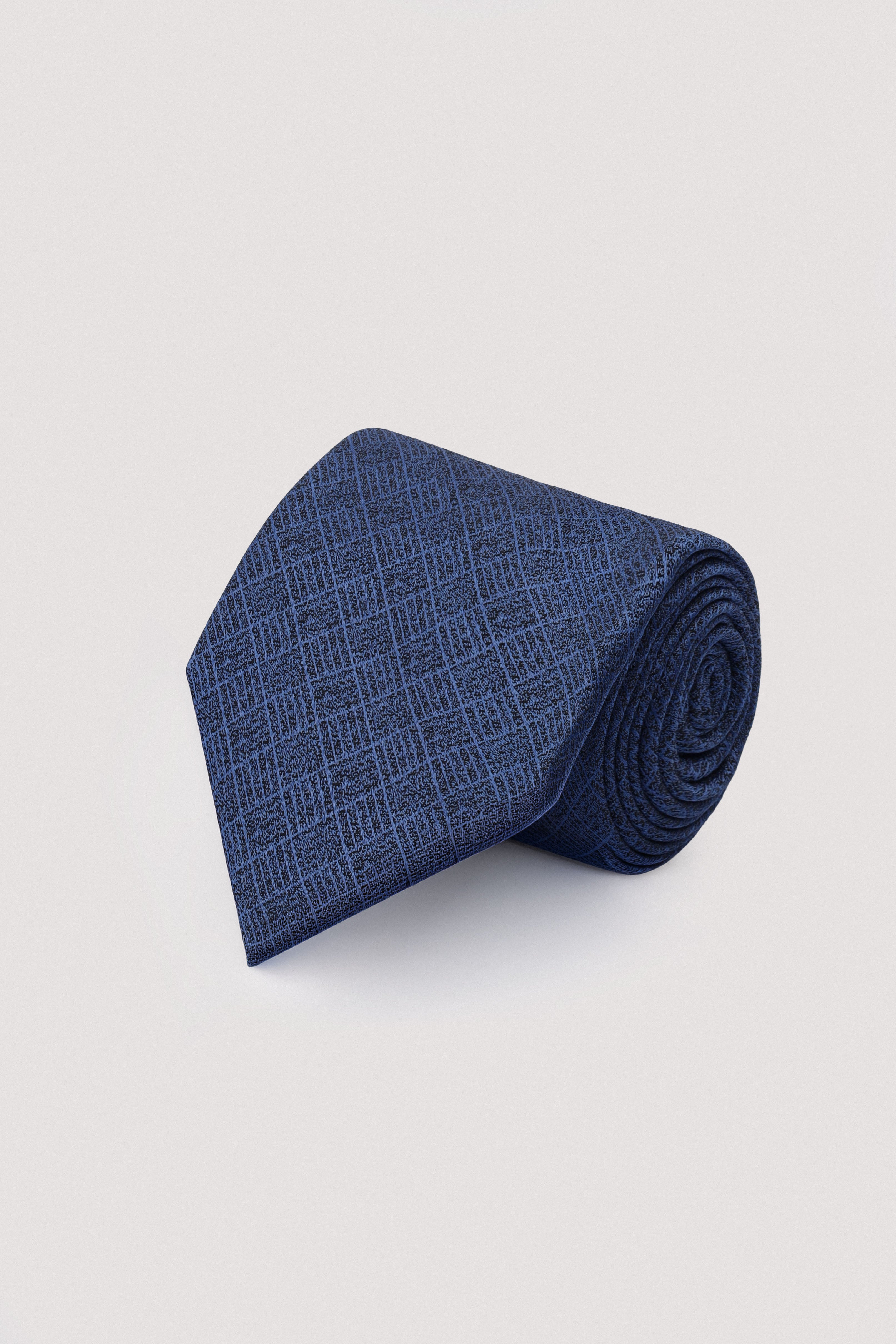 Navy Necktie with Handkerchief