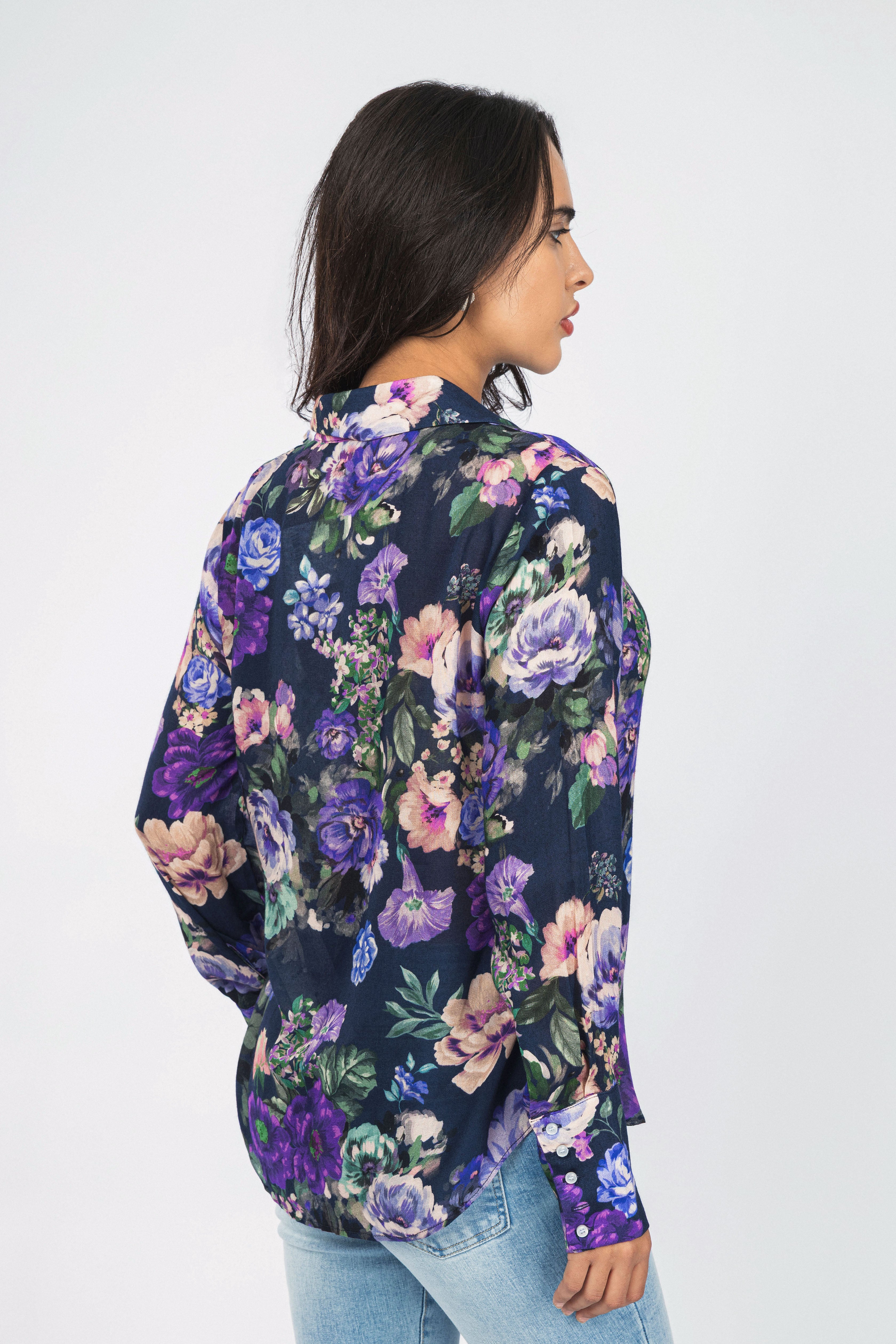 Dark Purple Printed Classic Shirt