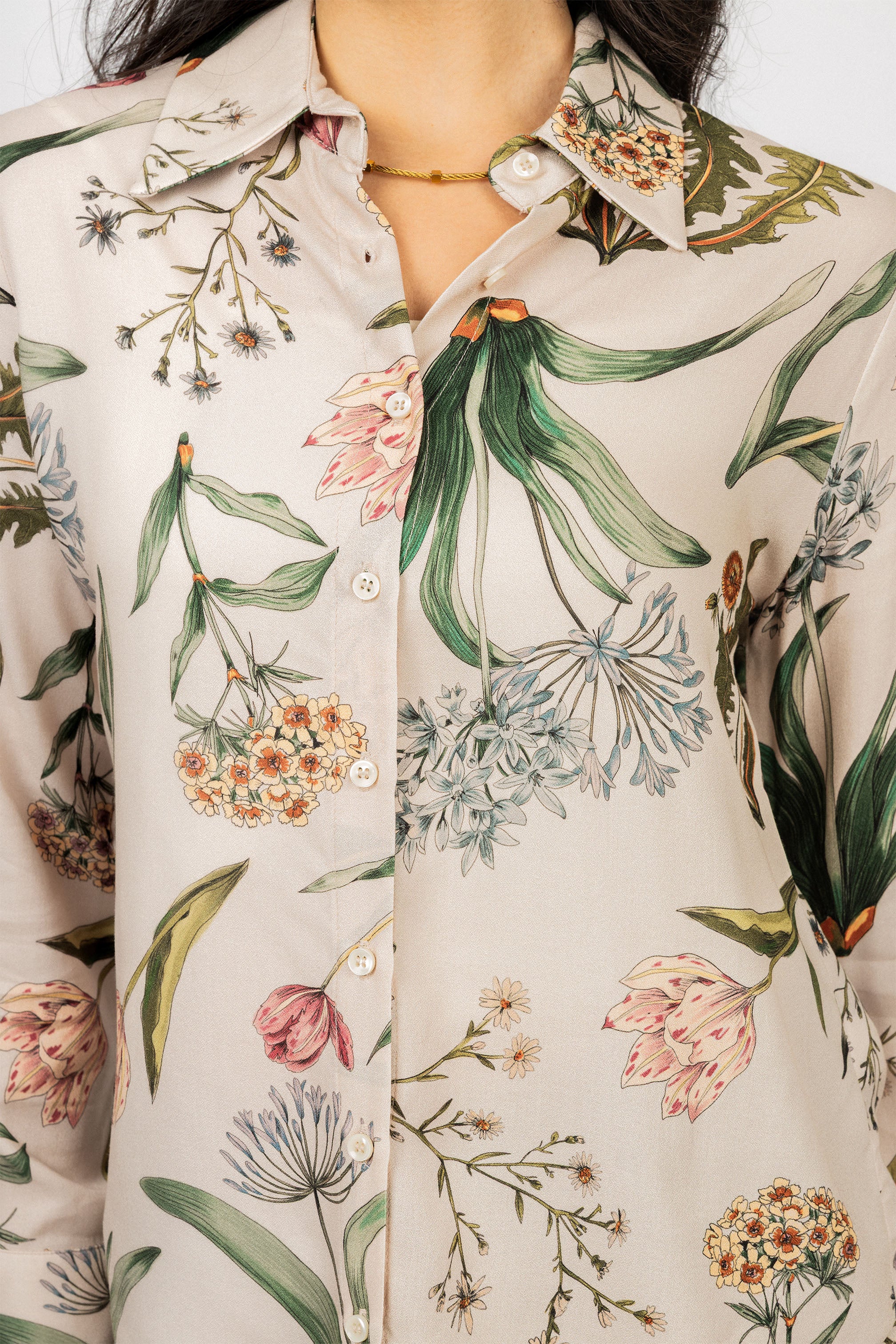 Beige Printed Classic Shirt