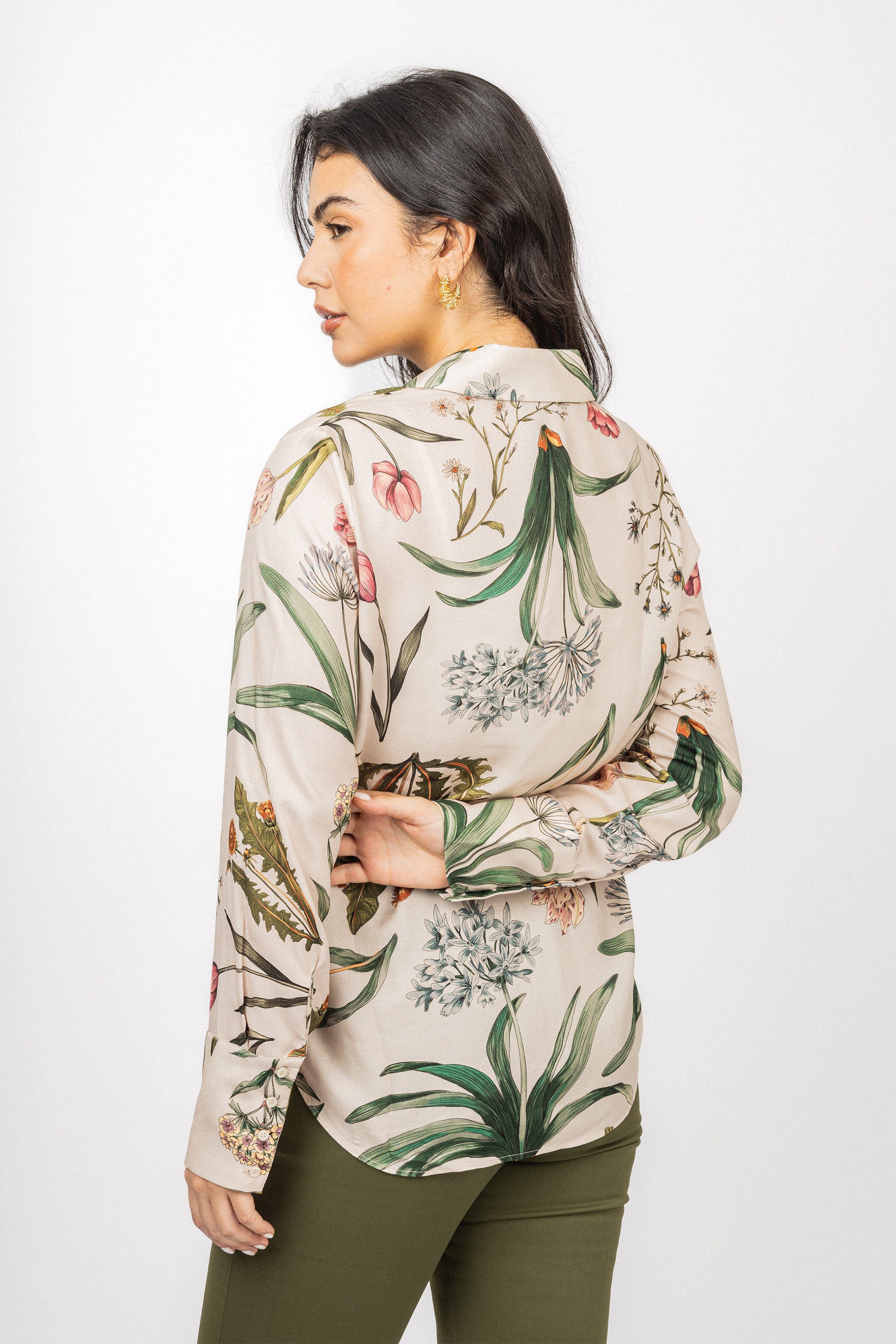 Beige Printed Classic Shirt