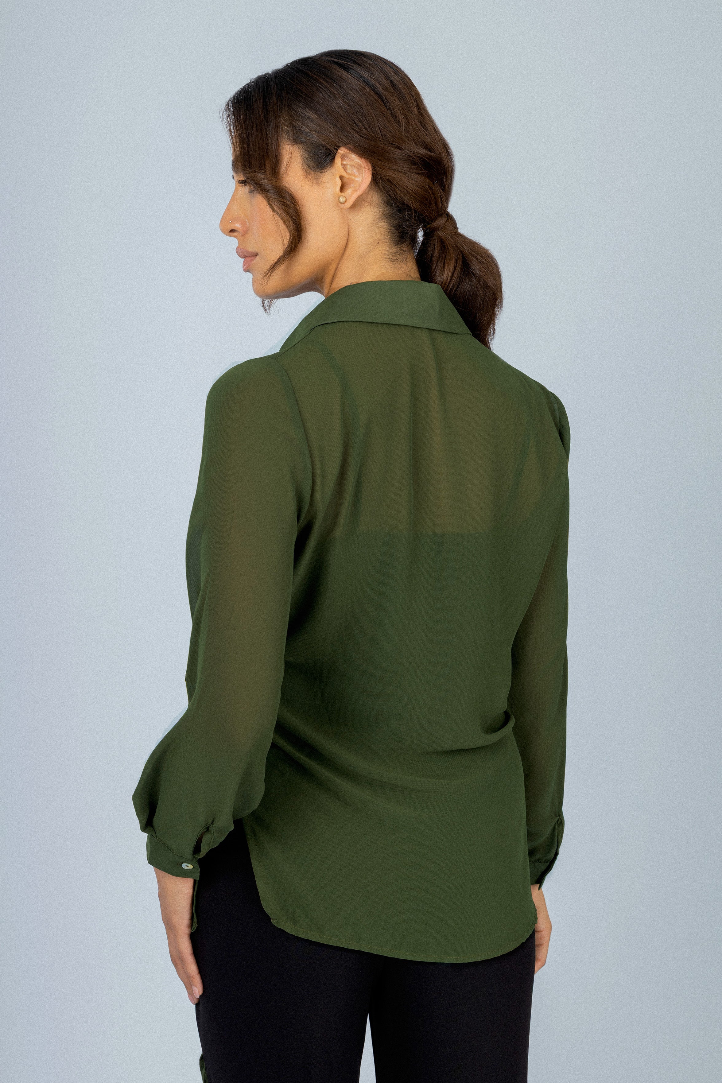 Green Chiffon Casual Shirt