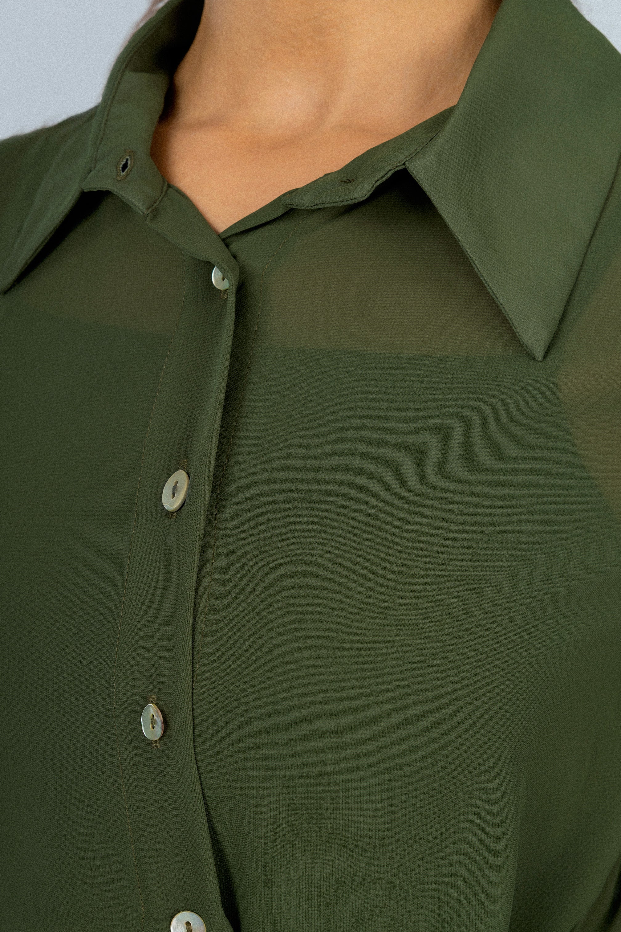 Green Chiffon Casual Shirt