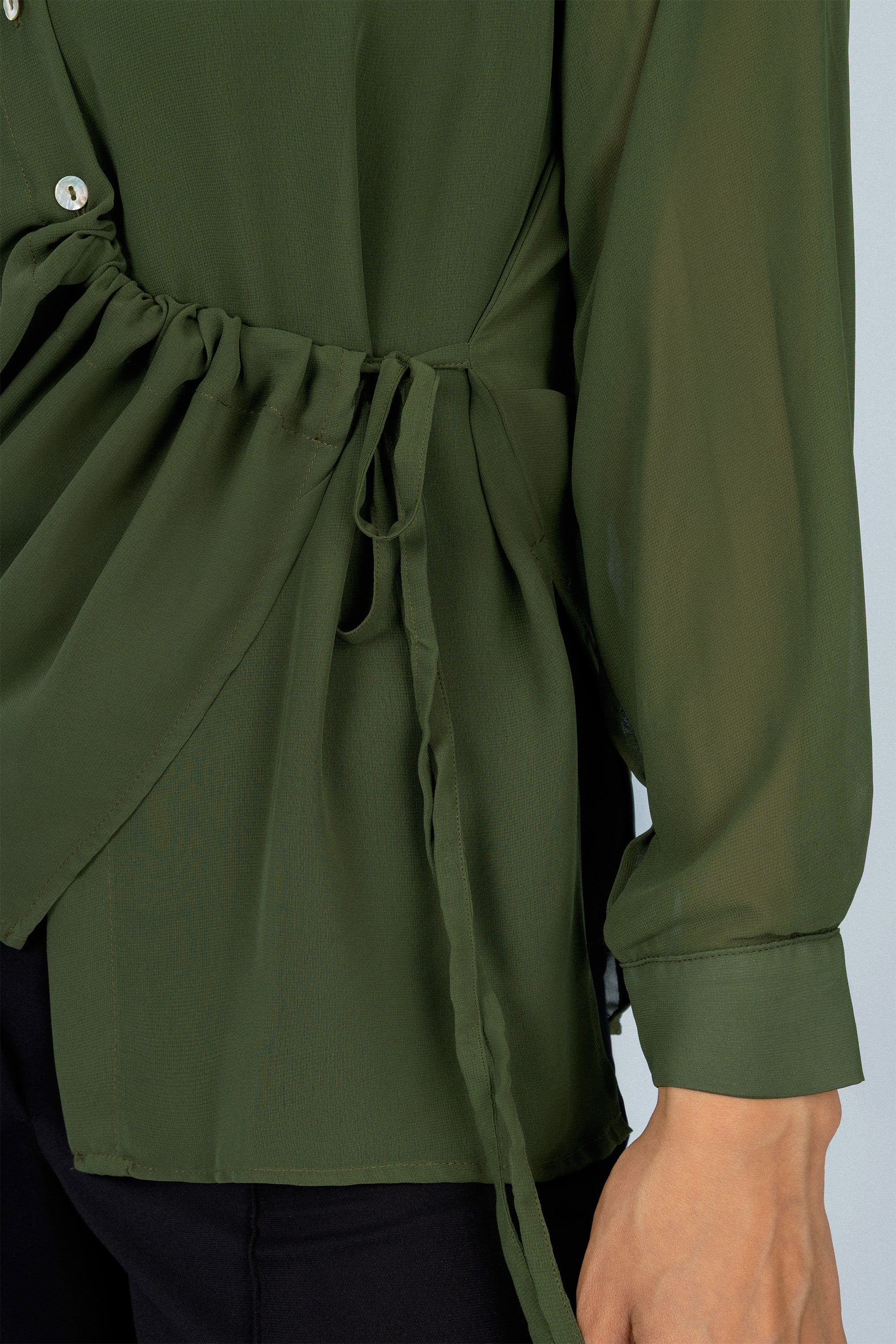 Green Chiffon Casual Shirt