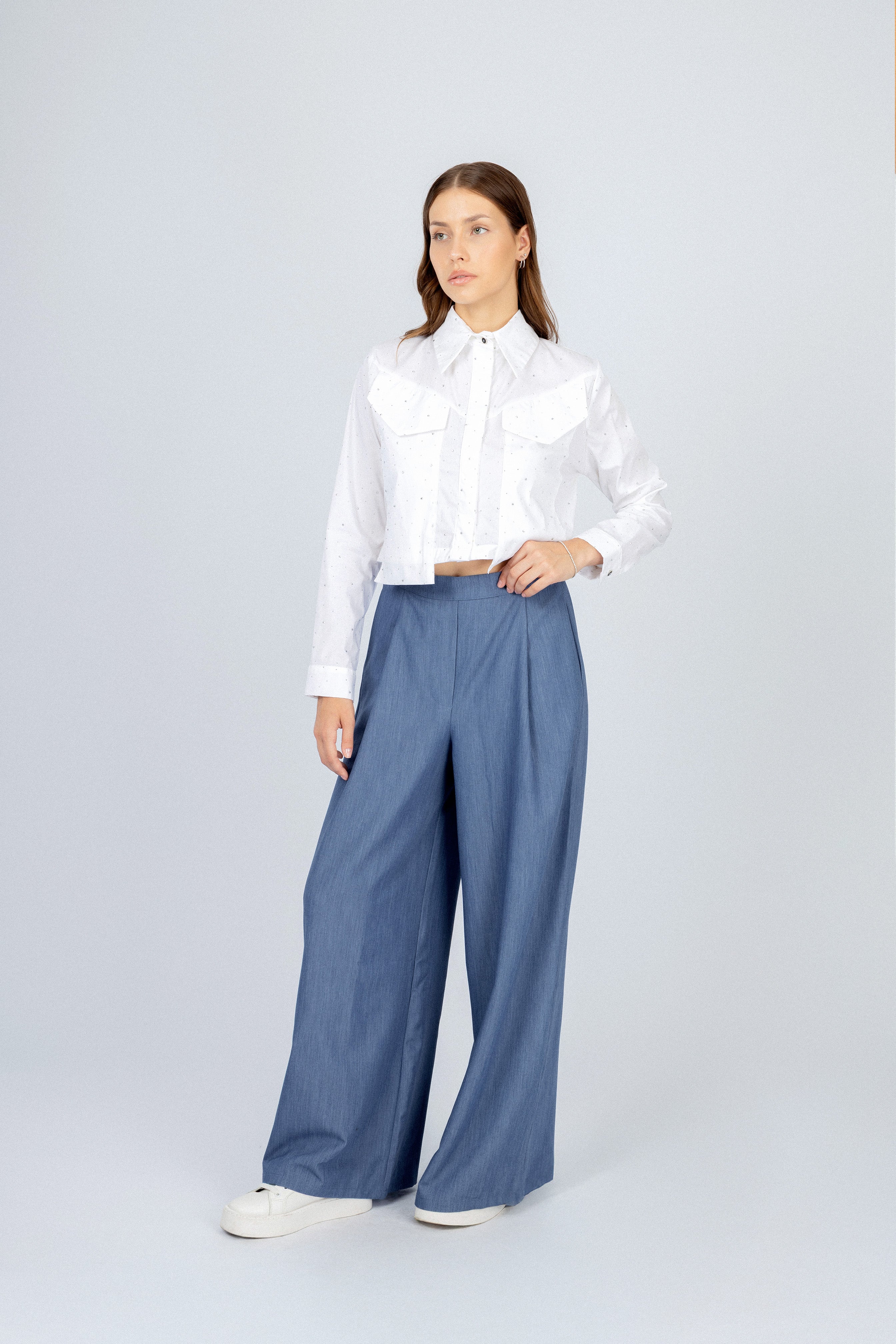 White Cropped Shirt