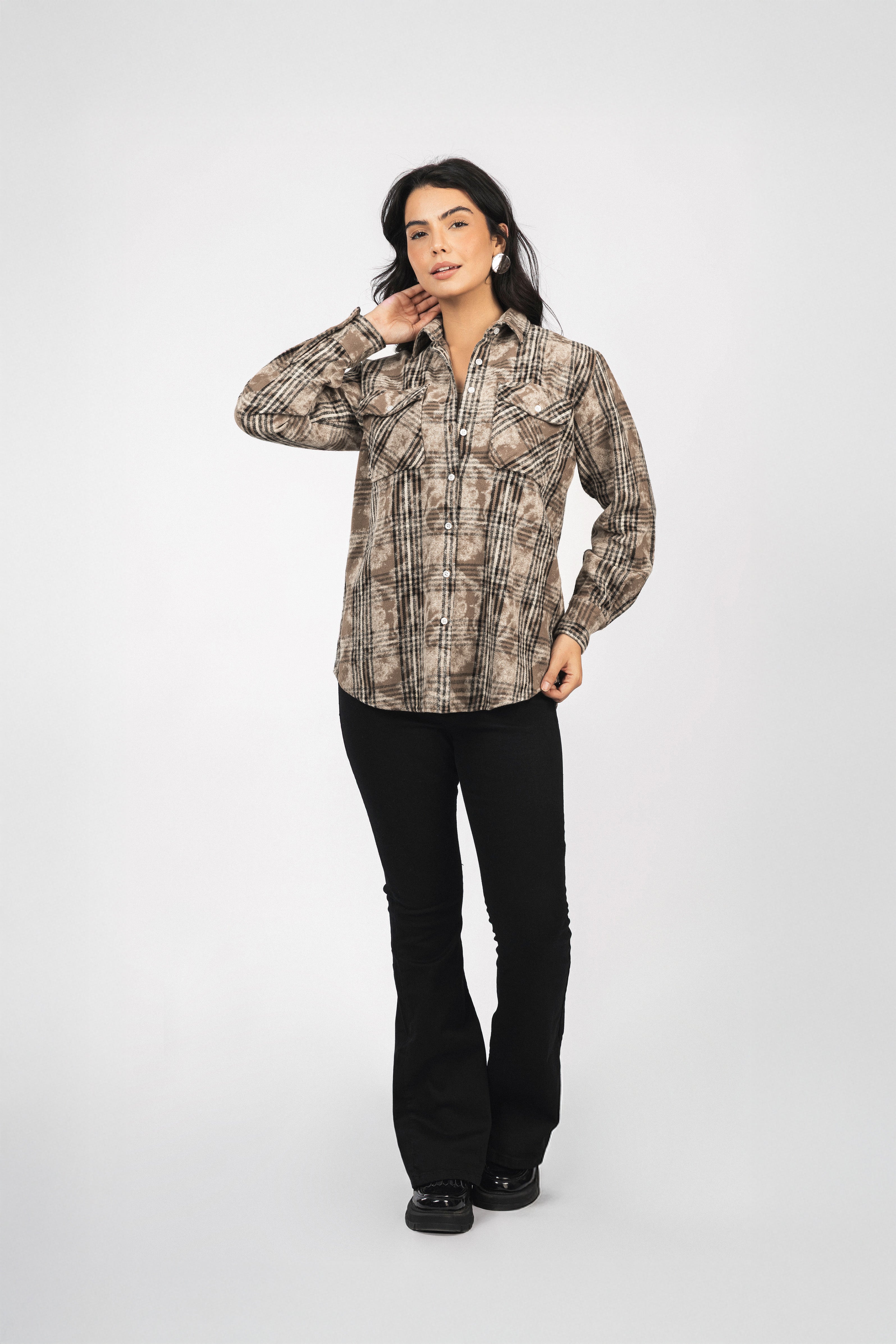 Brown Checked Casual Shirt