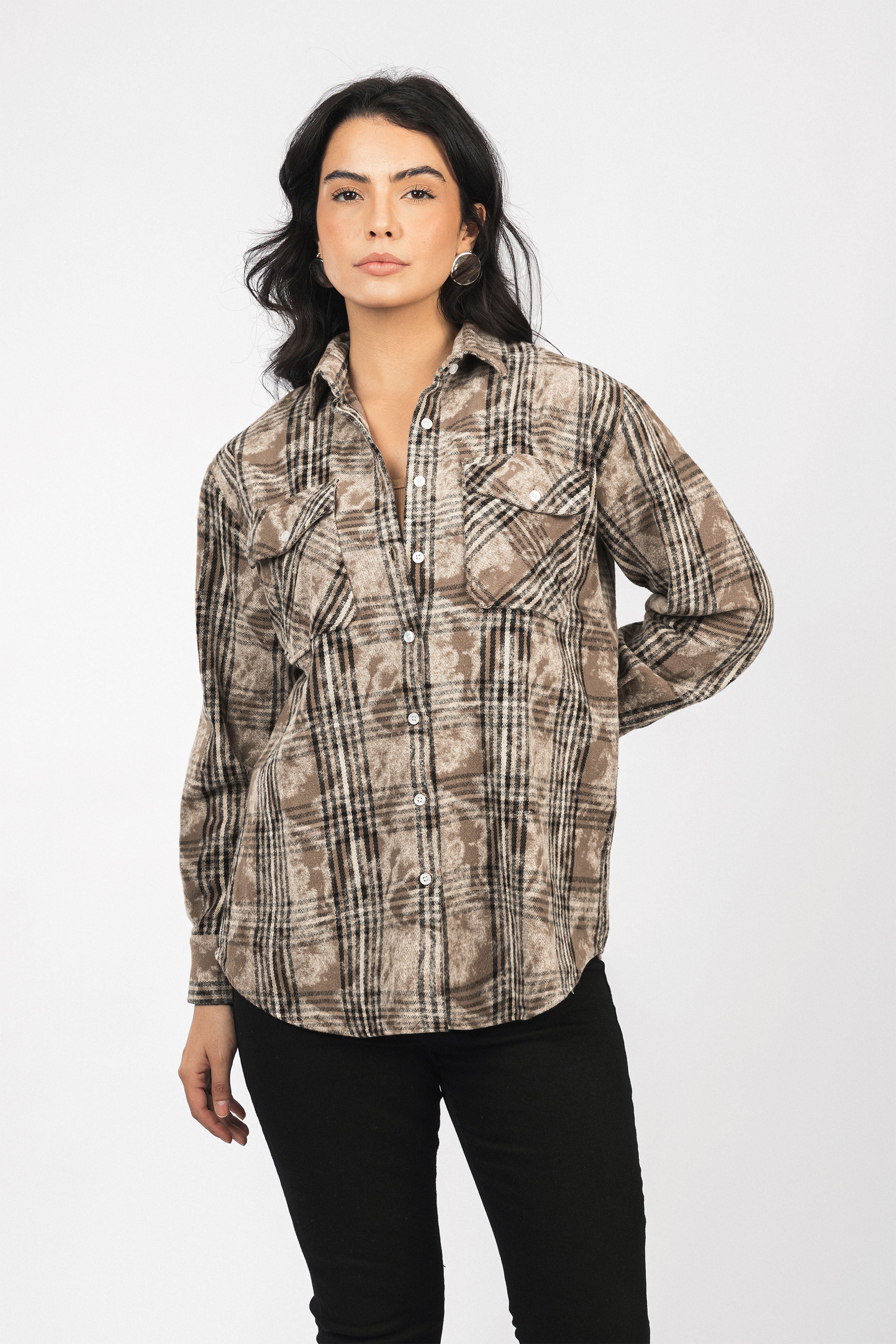 Brown Checked Casual Shirt