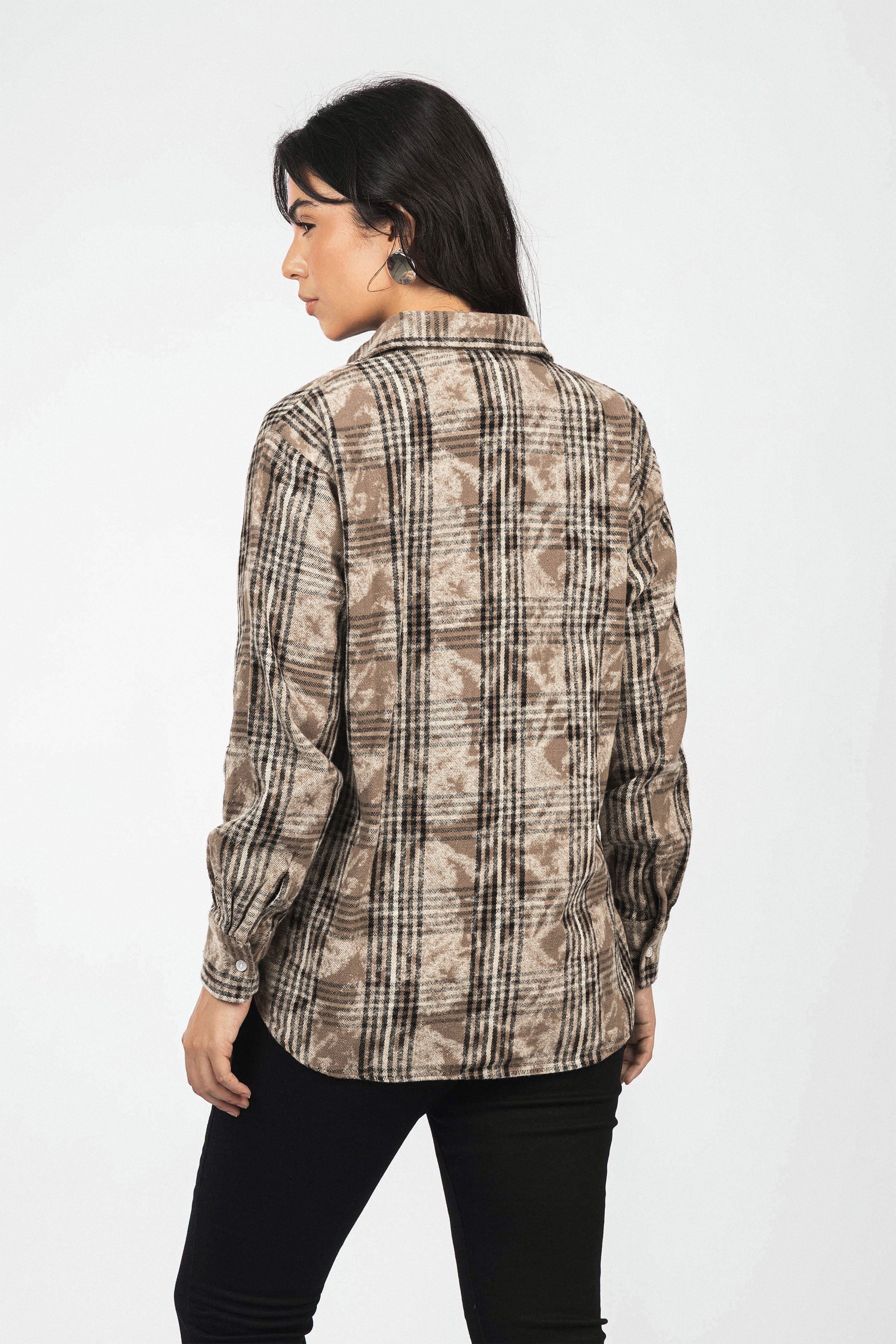 Brown Checked Casual Shirt