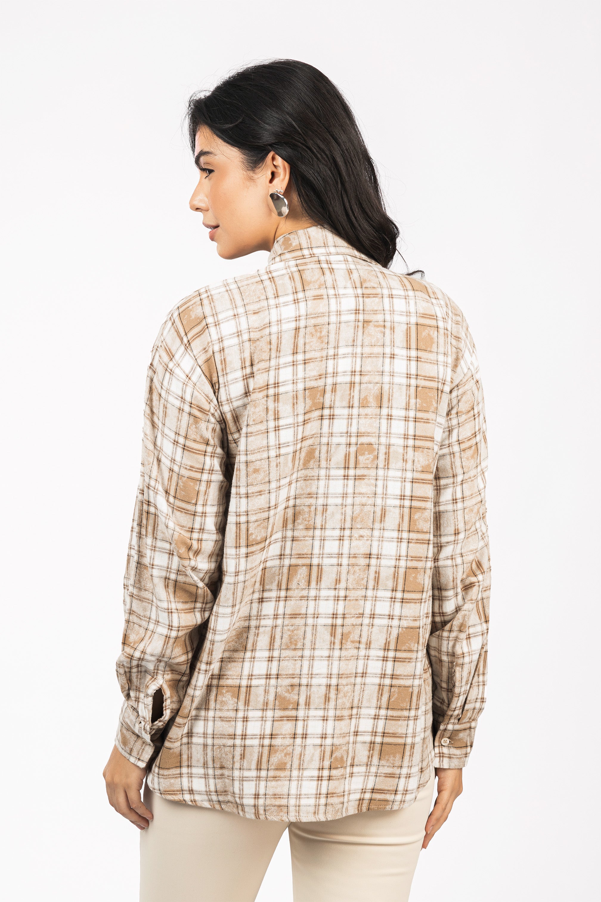 Beige Checked Casual Shirt