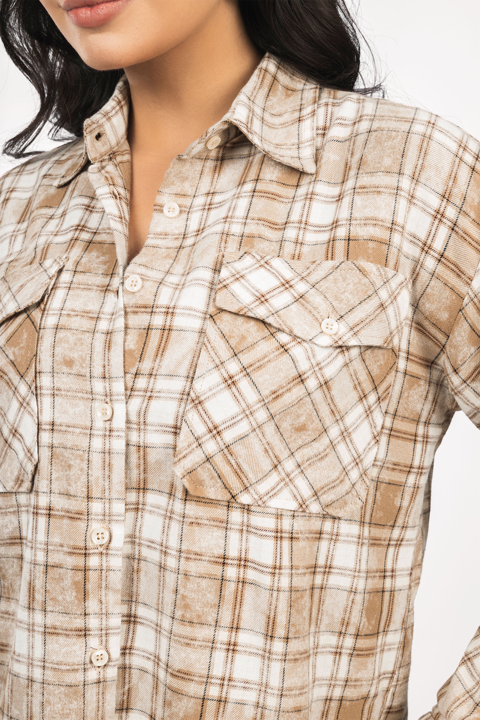 Beige Checked Casual Shirt