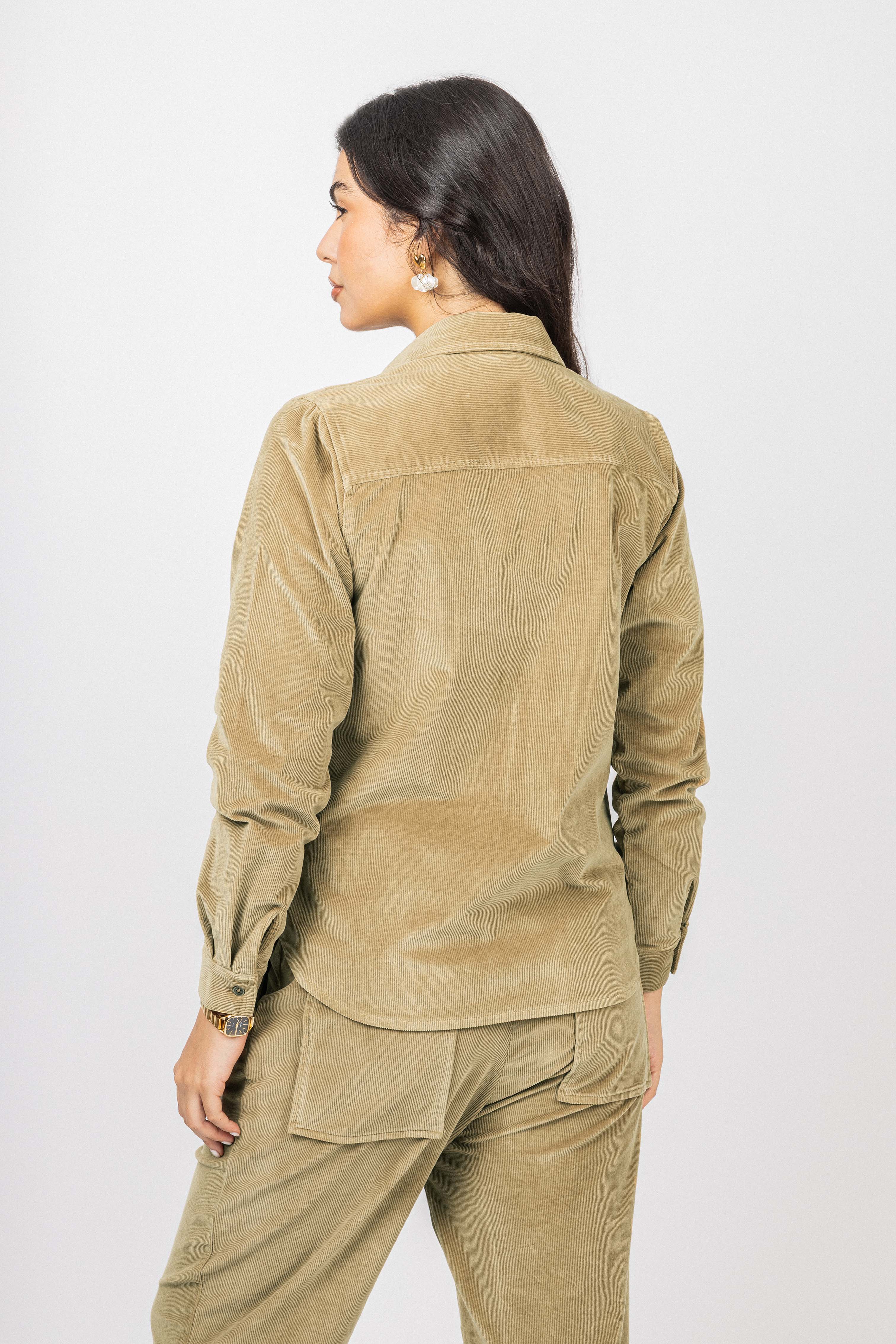 Beige Corduroy Velvet Casual Shirt