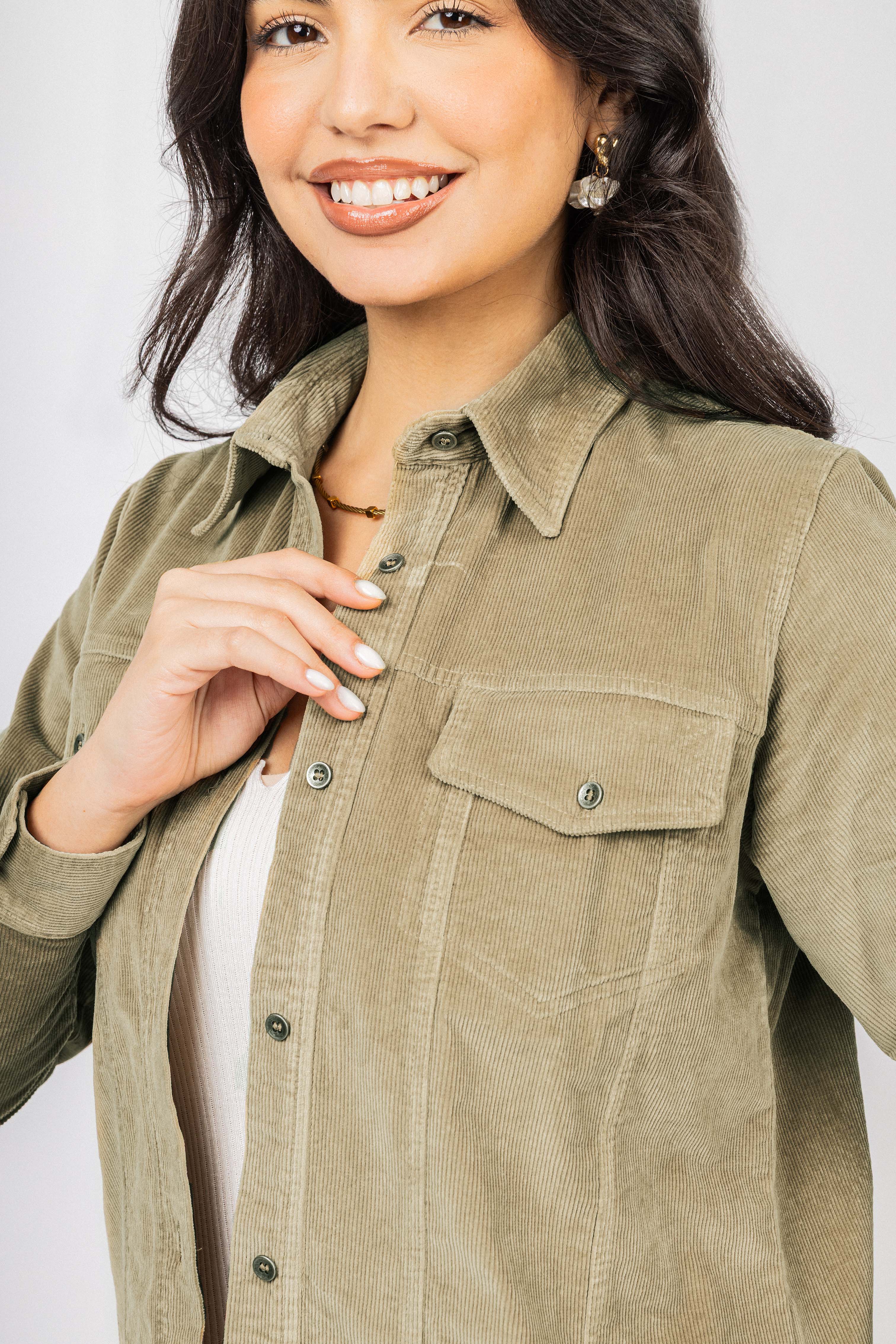 Beige Corduroy Velvet Casual Shirt
