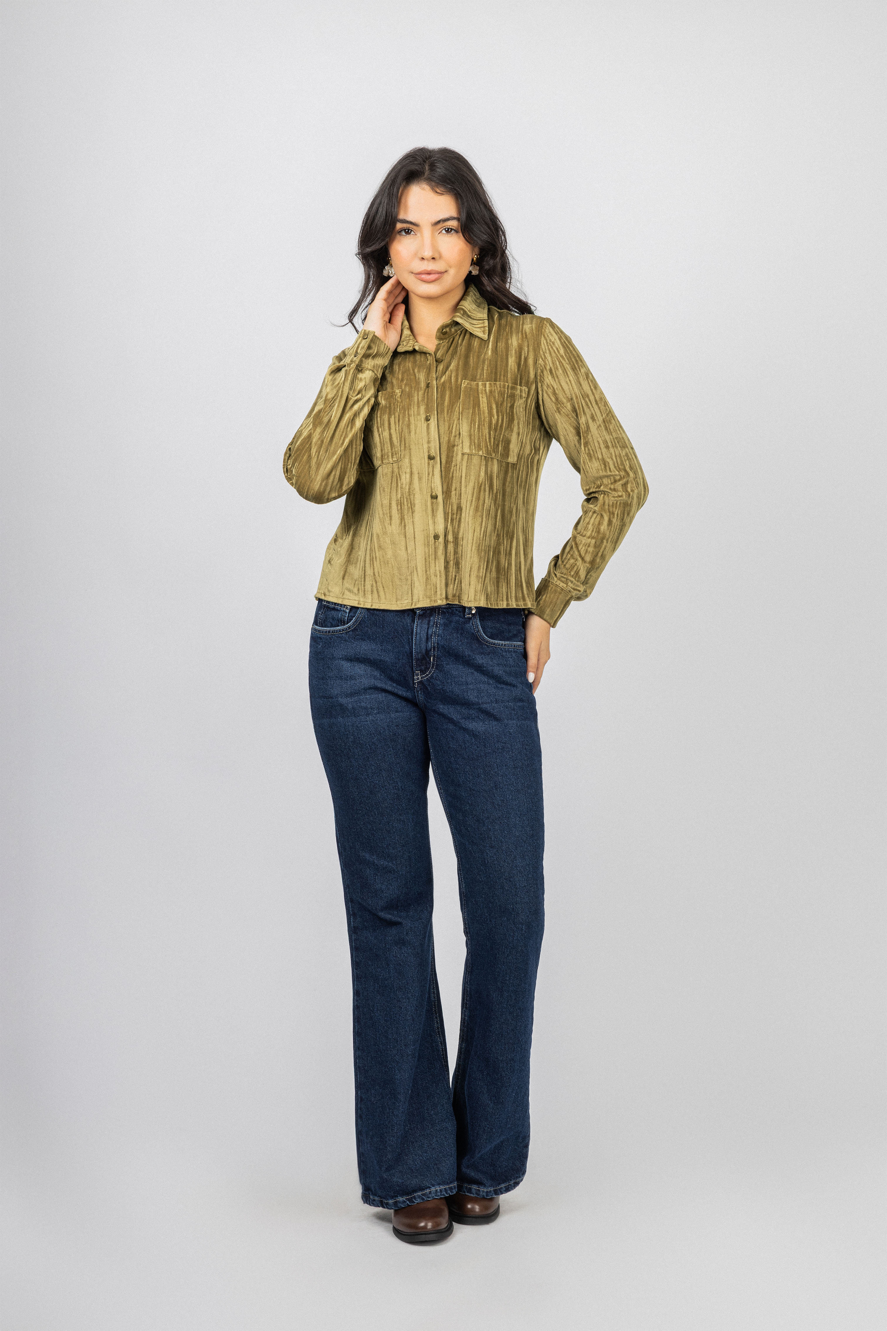 Brown Velvet Casual Shirt