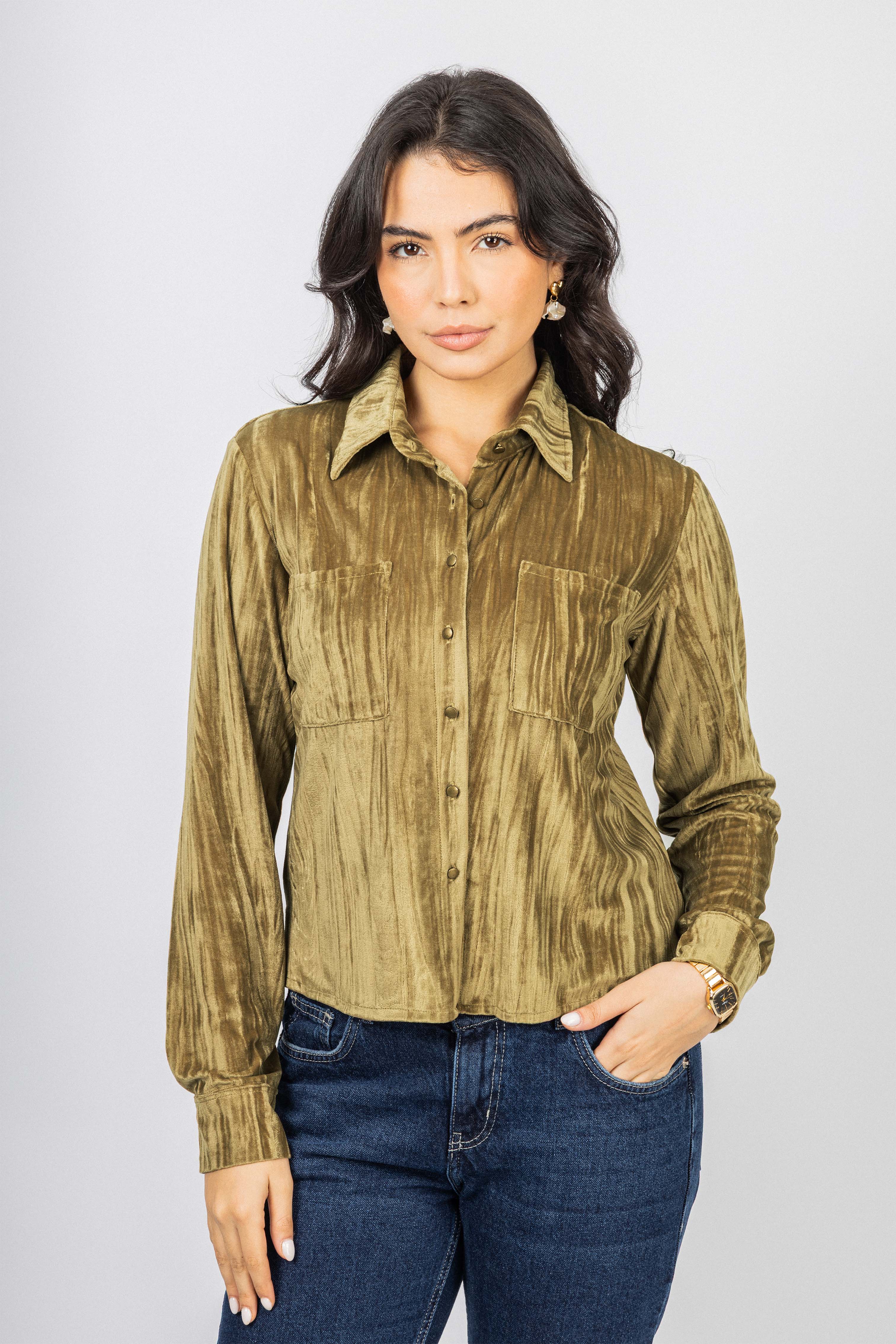 Brown Velvet Casual Shirt