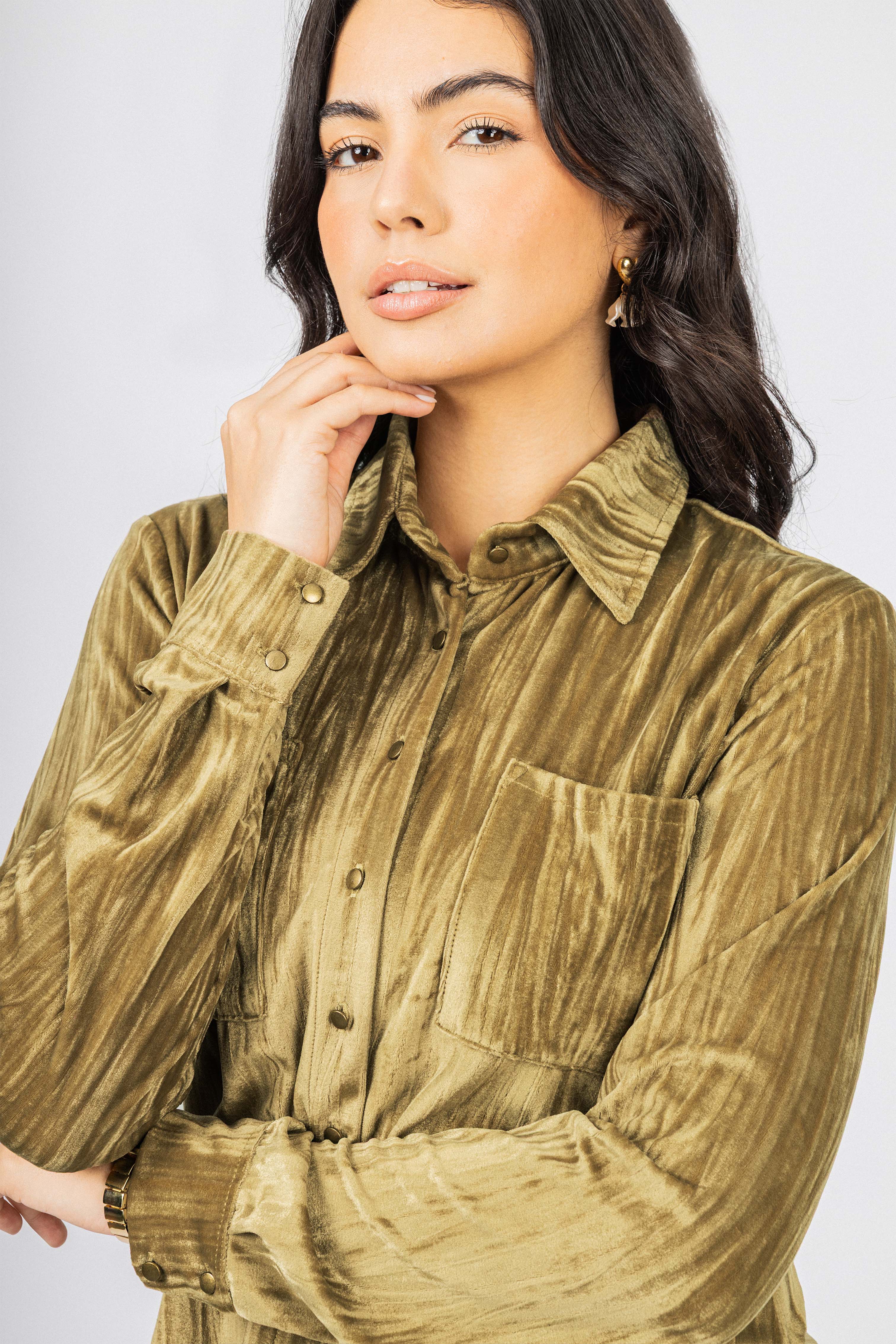 Brown Velvet Casual Shirt