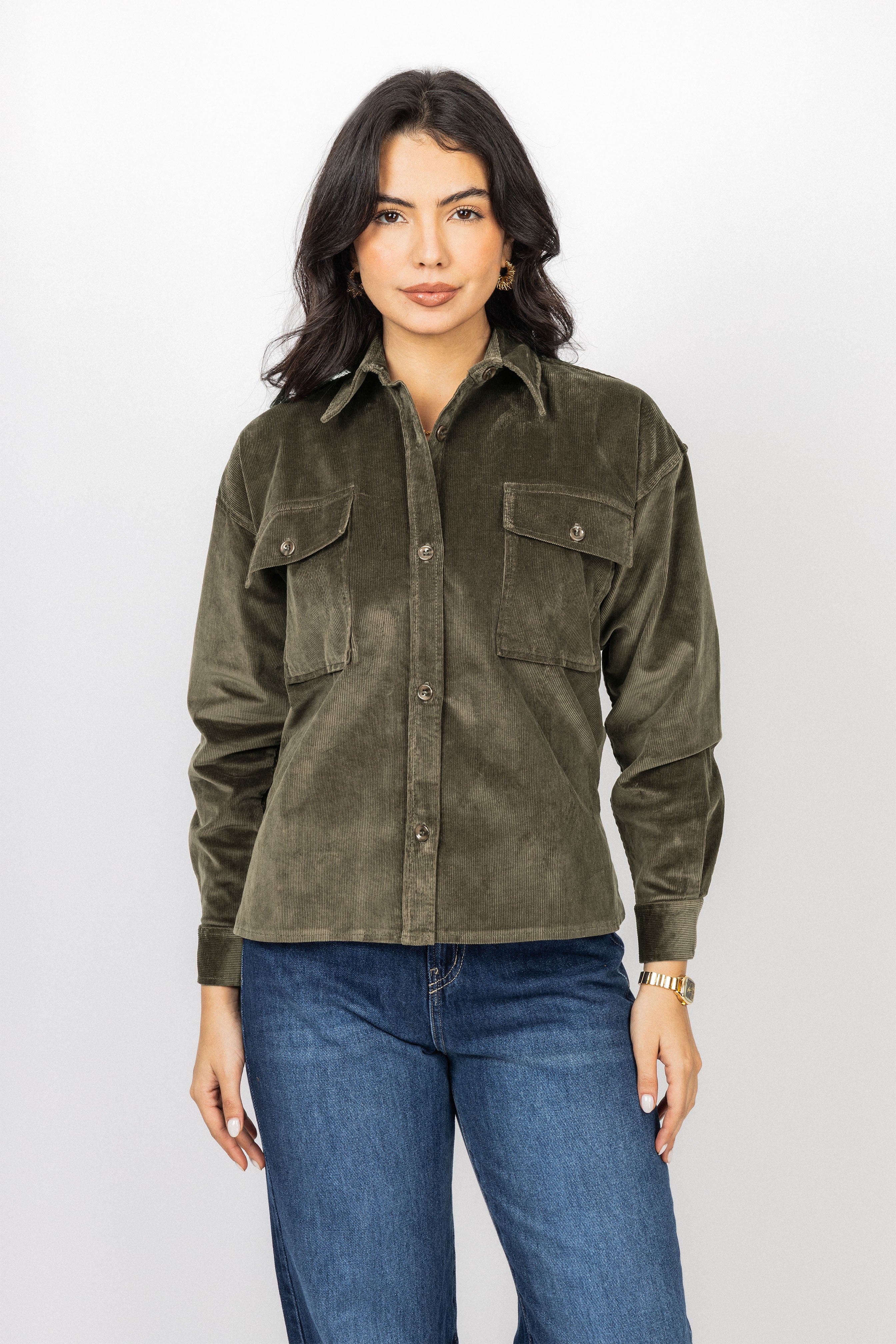 Brown Corduroy Velvet Casual Shirt