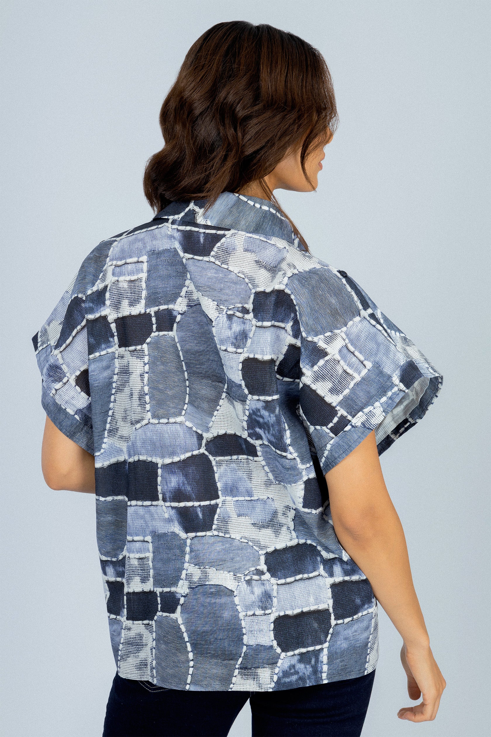 Women's Printed Navy Casual Shirt