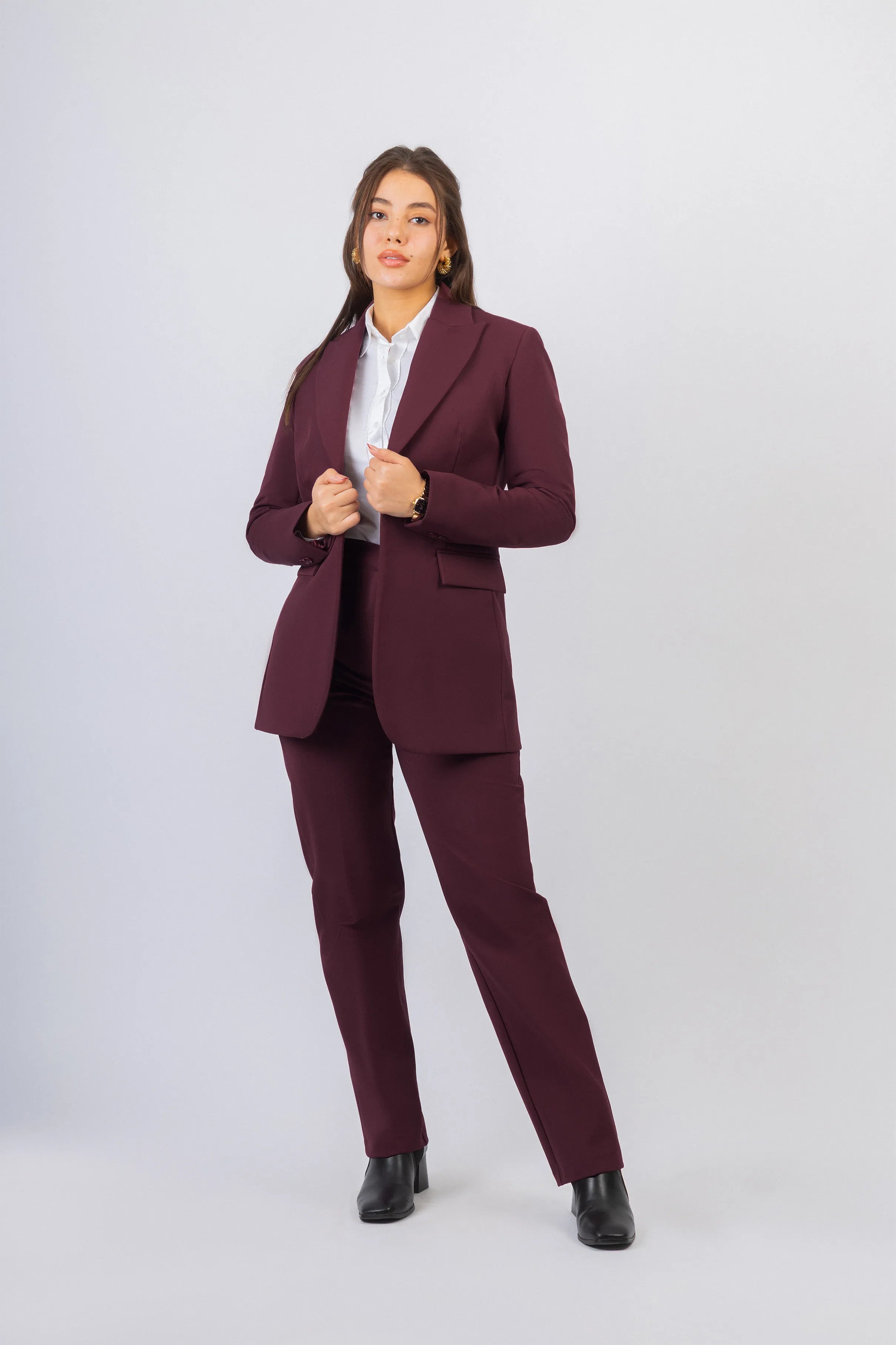 Burgundy Classic Women's Suit