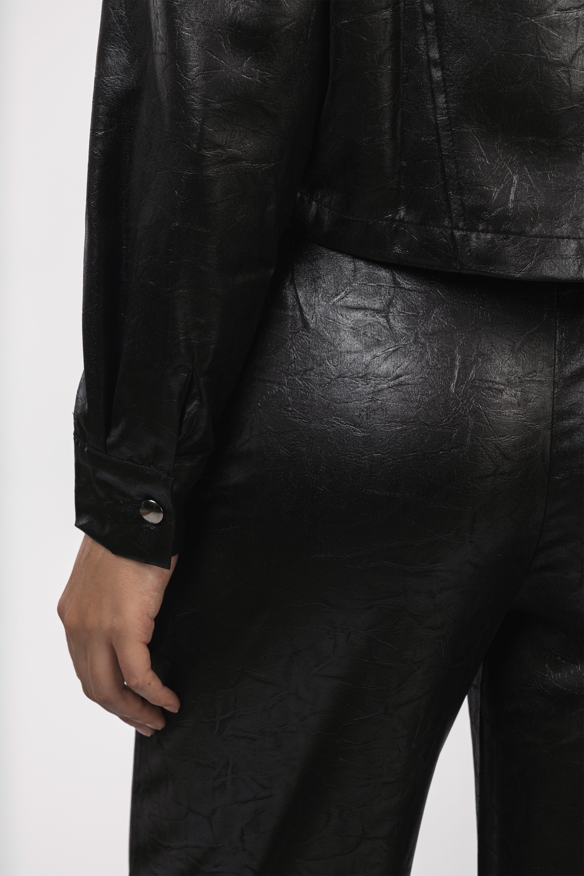 Black Leather Feel Casual Set