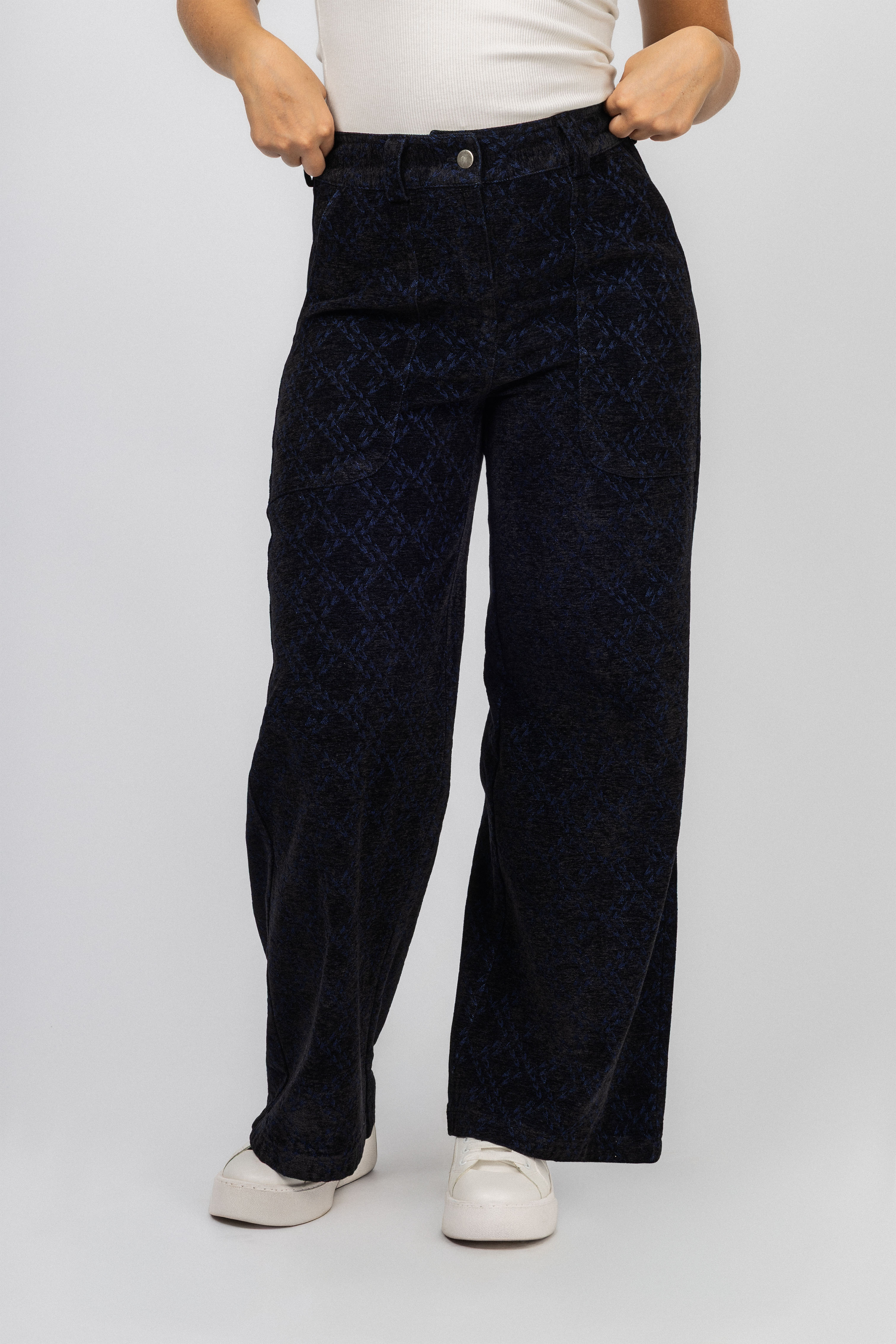 Dark Blue Jeans jacquard Casual Set