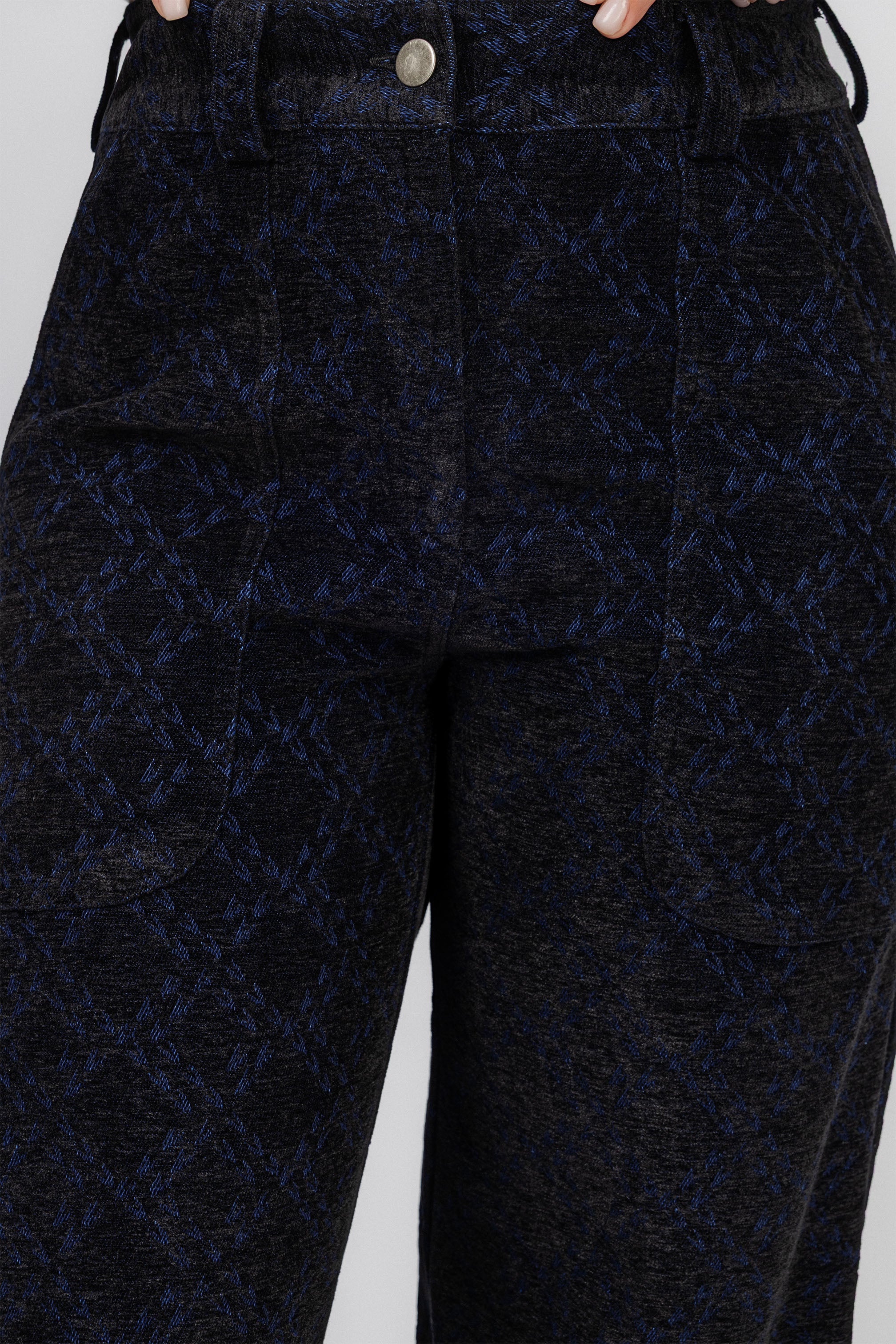 Dark Blue Jeans jacquard Casual Set