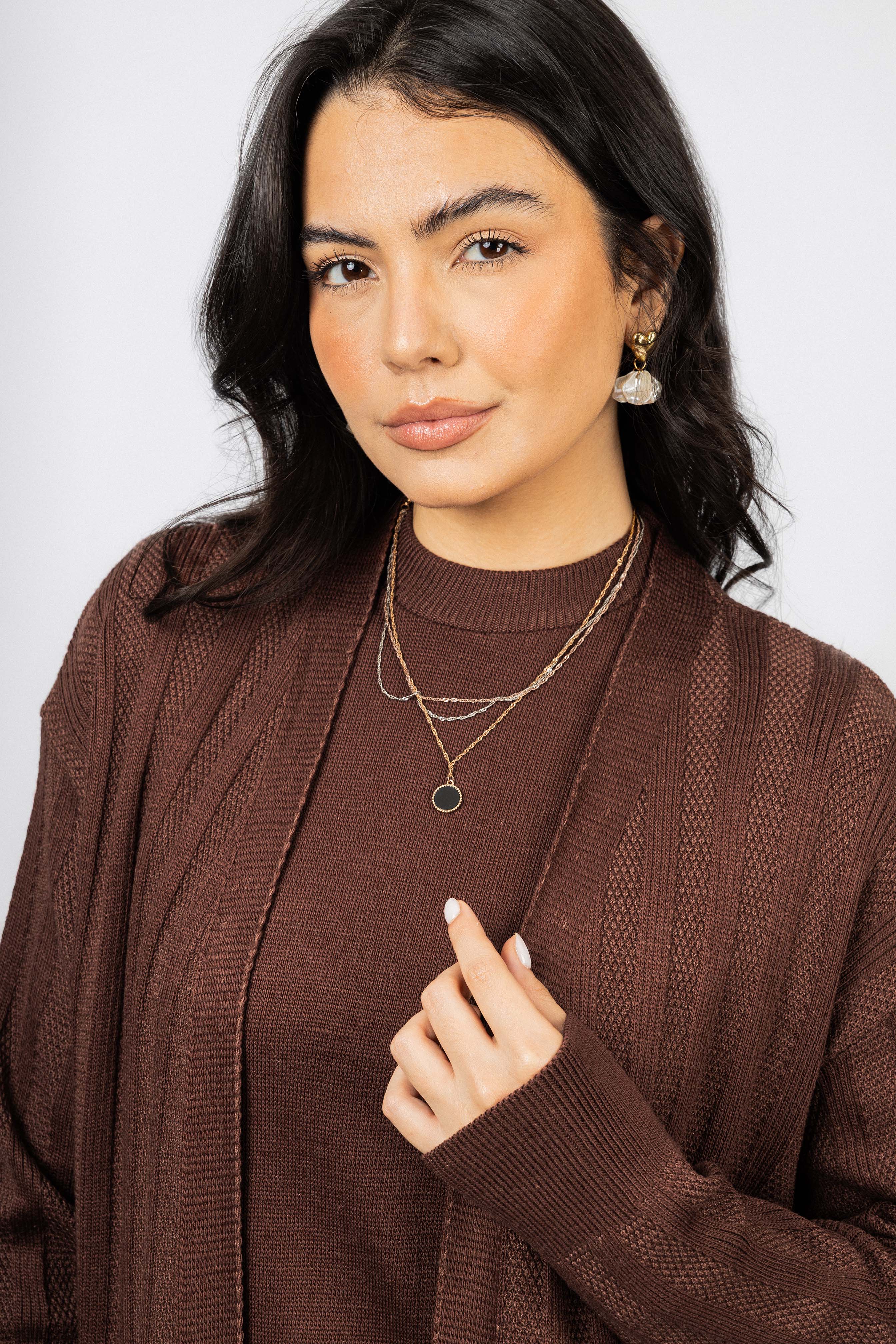 Chocolate Brown Casual Knitted Set